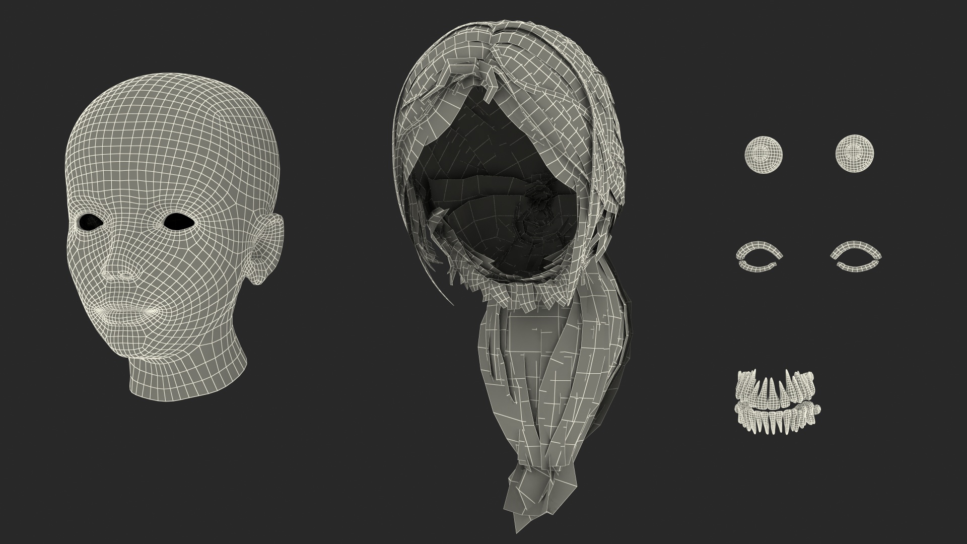 Kid Girl Head Fur 3D