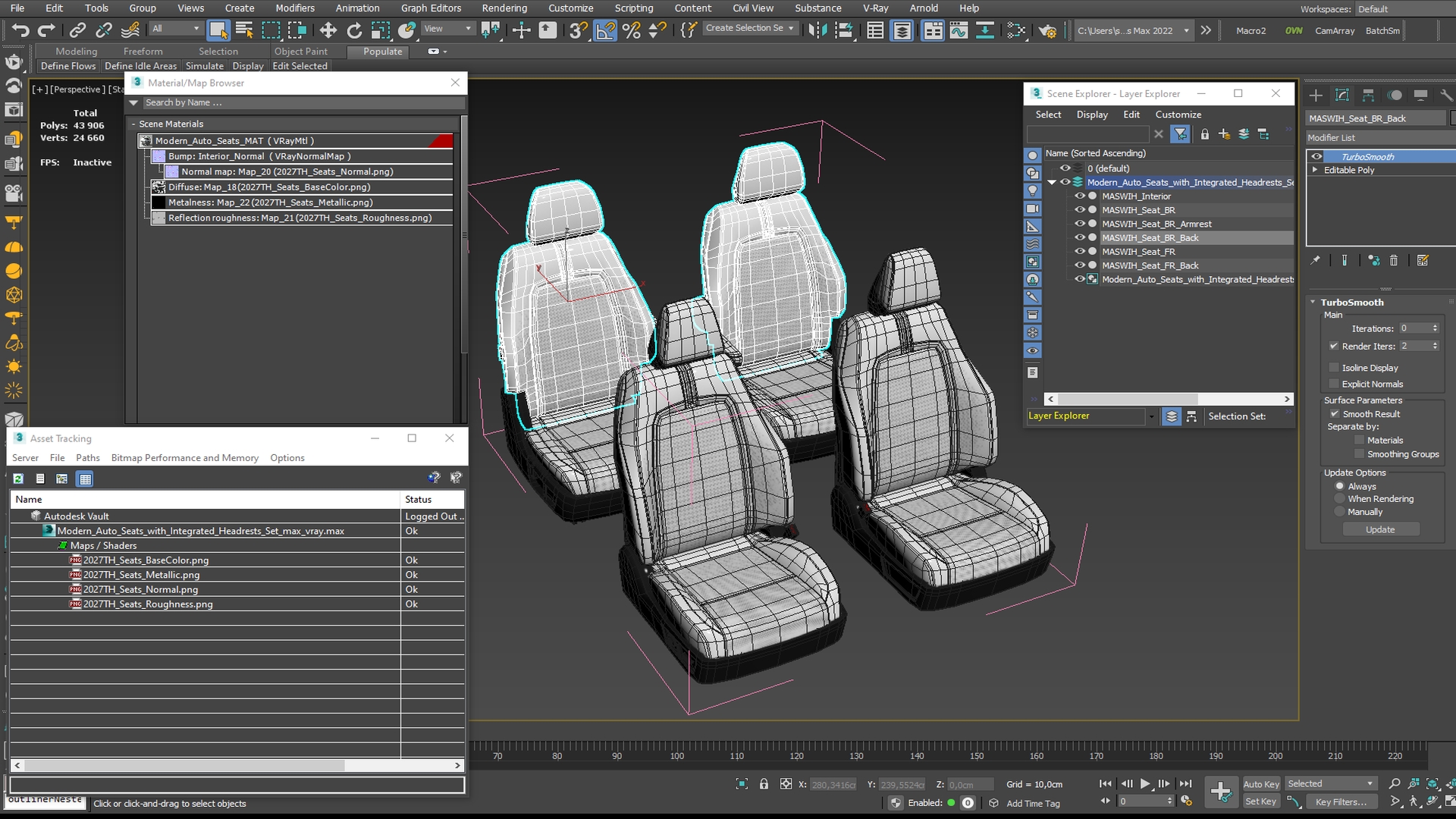 Modern Auto Seats with Integrated Headrests Set - view 9