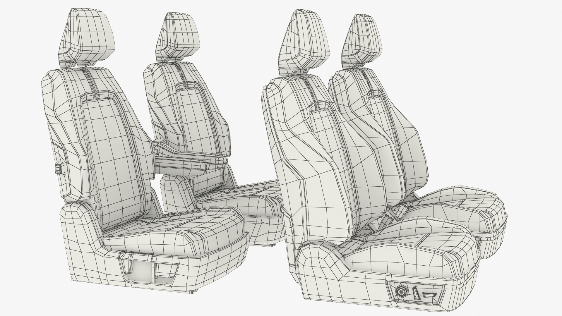 Modern Auto Seats with Integrated Headrests Set - view 7