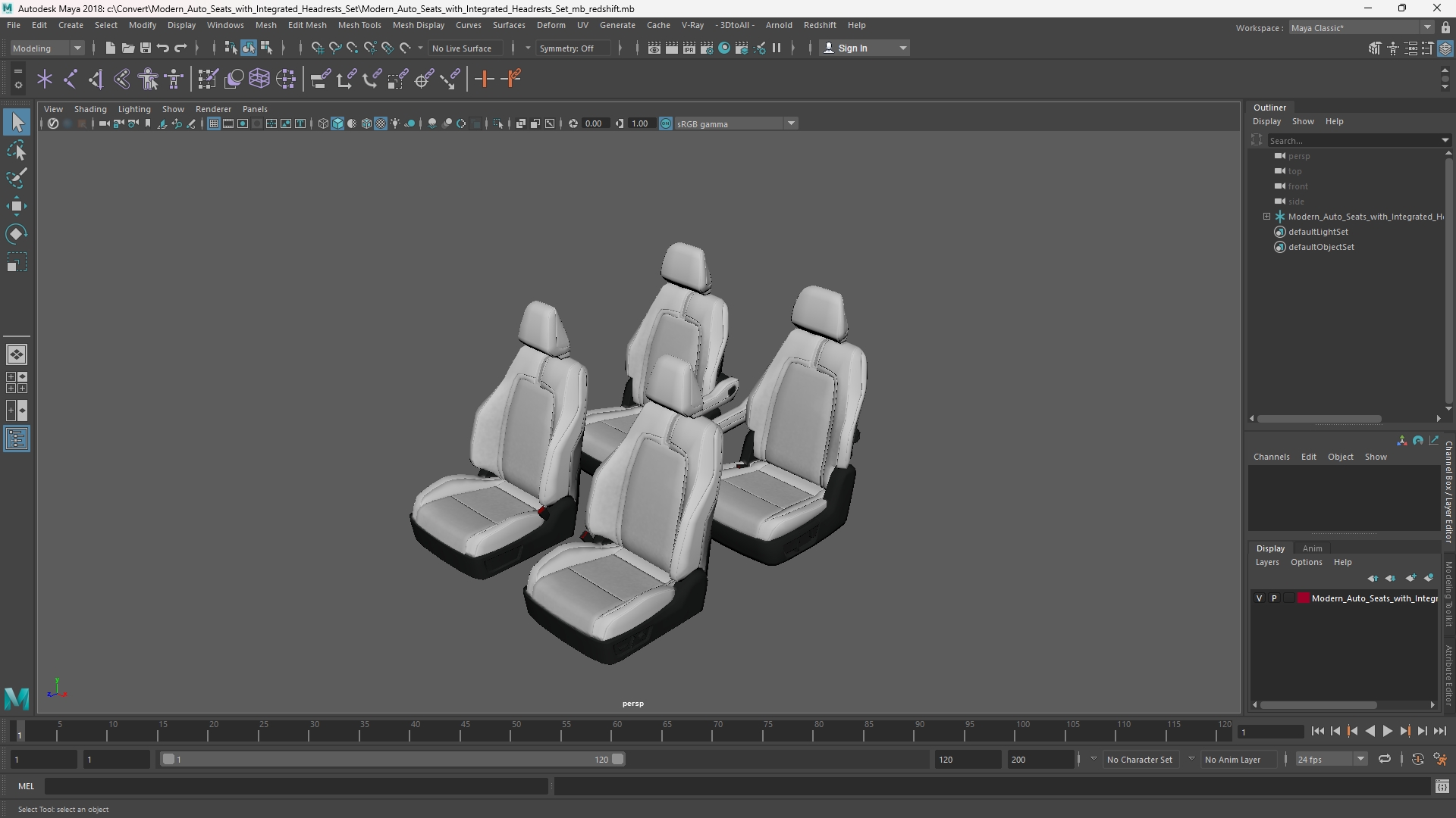 Modern Auto Seats with Integrated Headrests Set - view 11