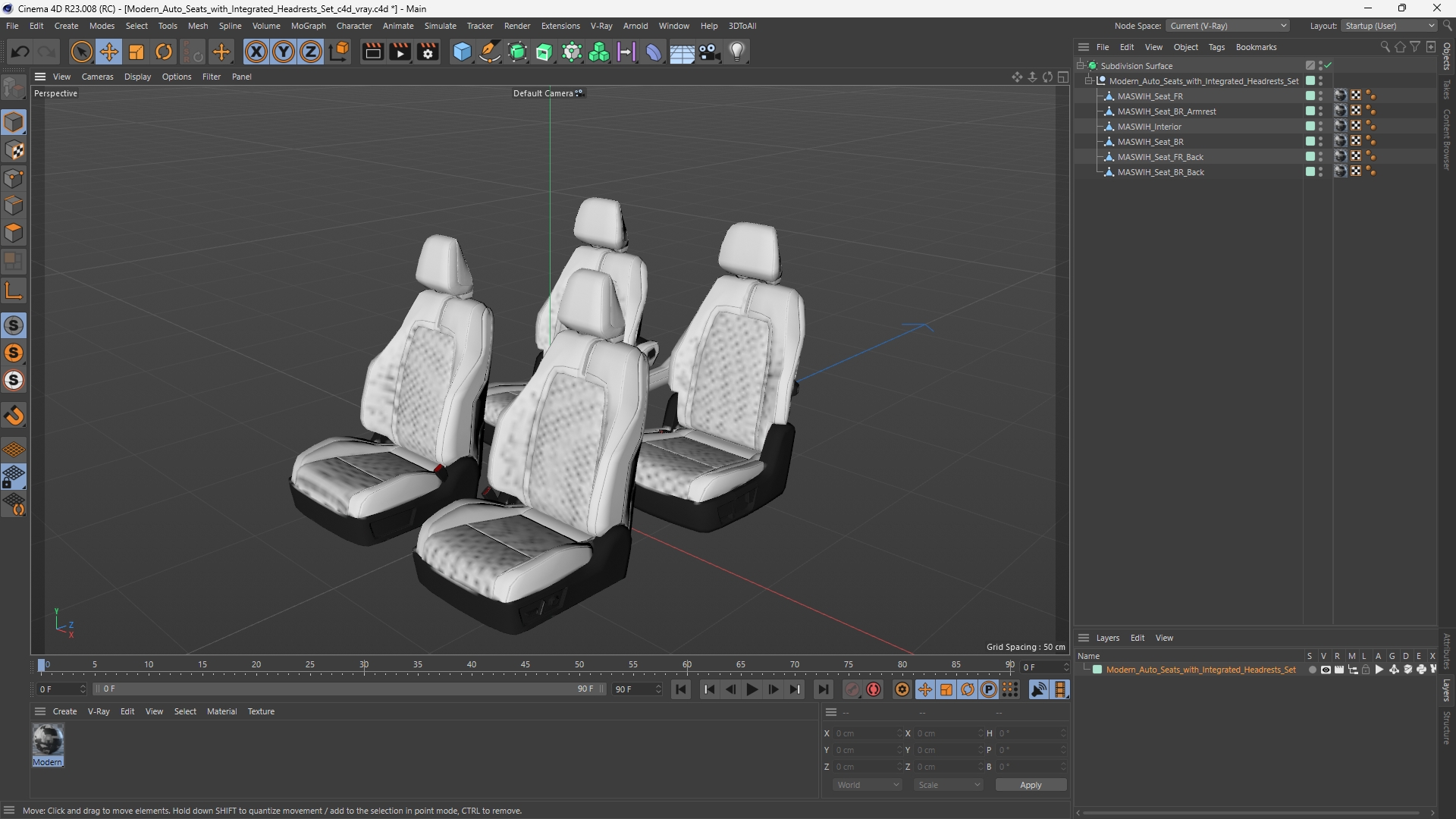 Modern Auto Seats with Integrated Headrests Set - view 12