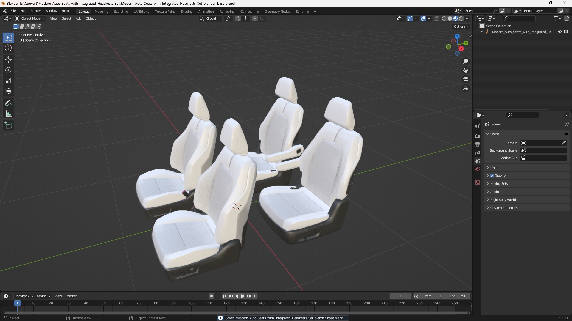 Modern Auto Seats with Integrated Headrests Set - view 10