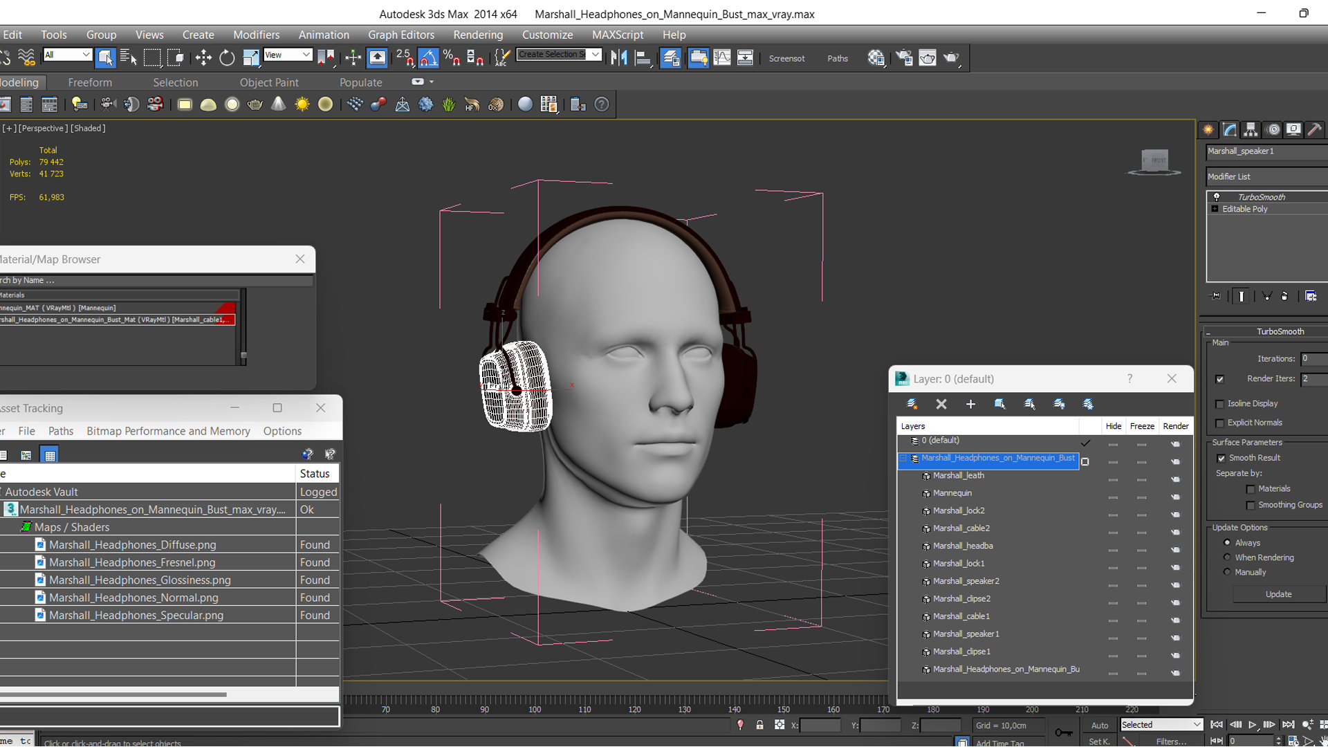 Marshall Headphones on Mannequin Bust 3D