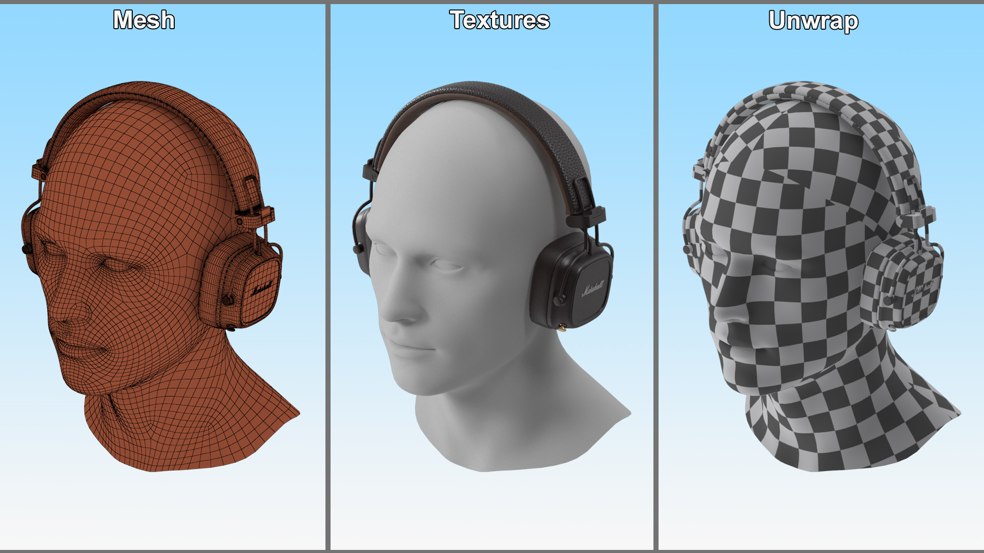 Marshall Headphones on Mannequin Bust 3D