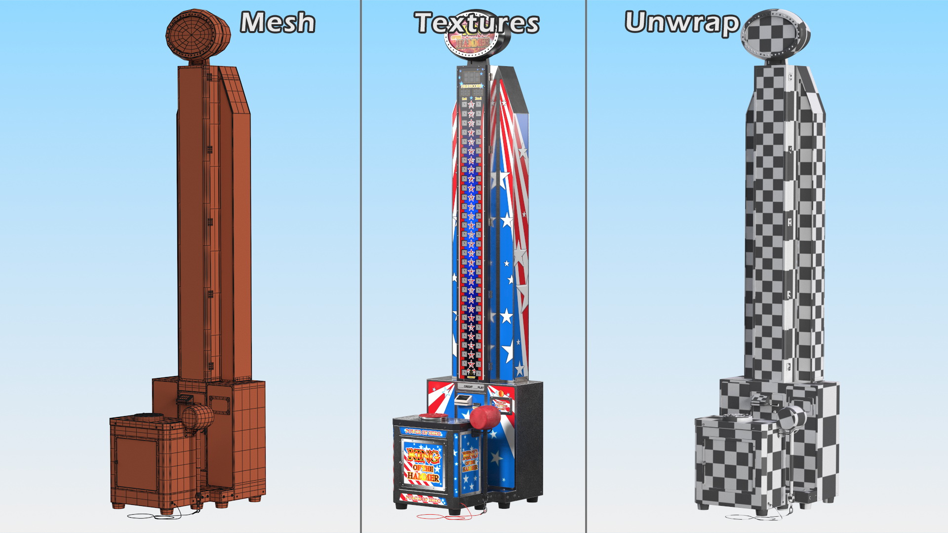 3D Modern High Striker Strength Tester Machine model