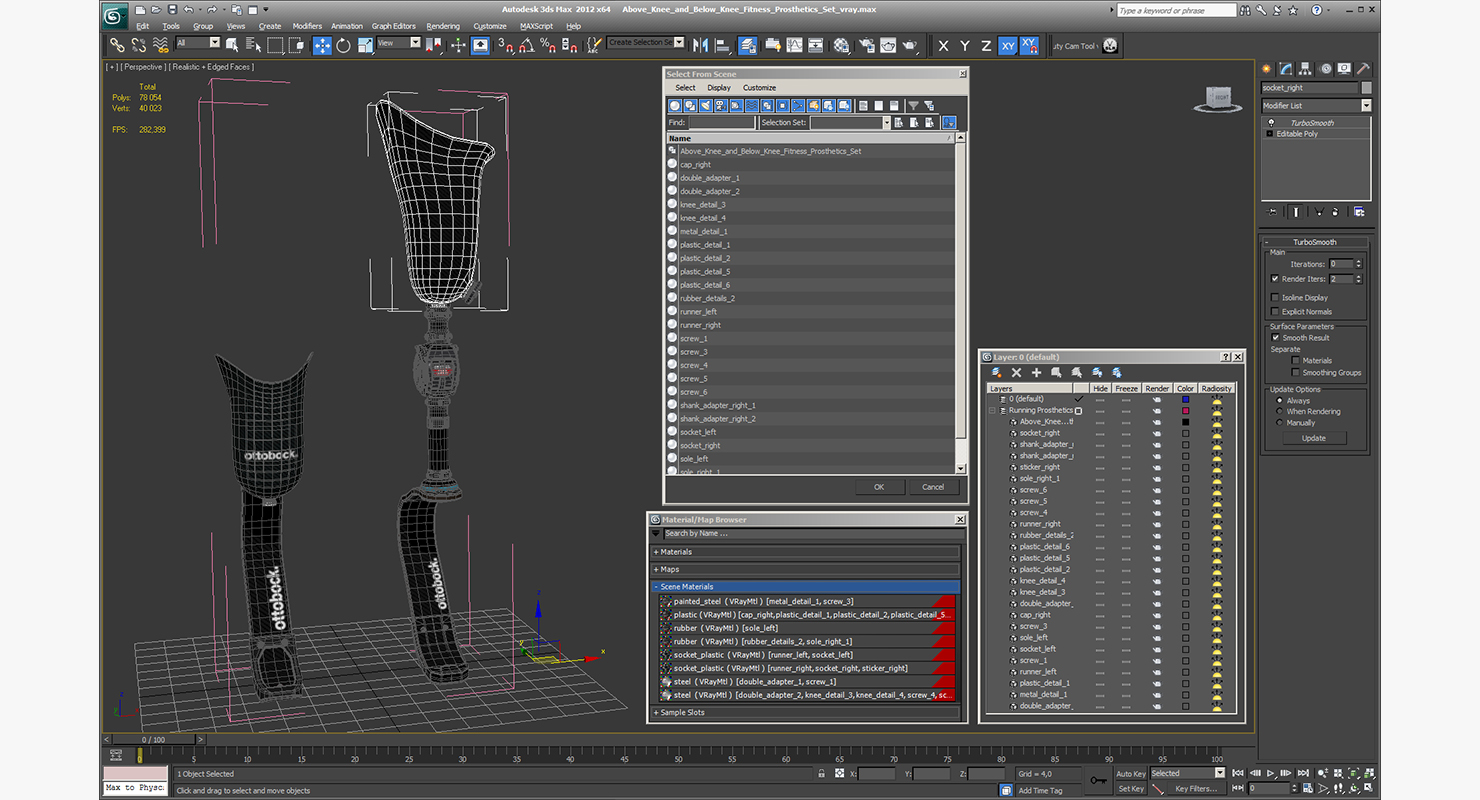 Above Knee and Below Knee Fitness Prosthetics Set 3D model