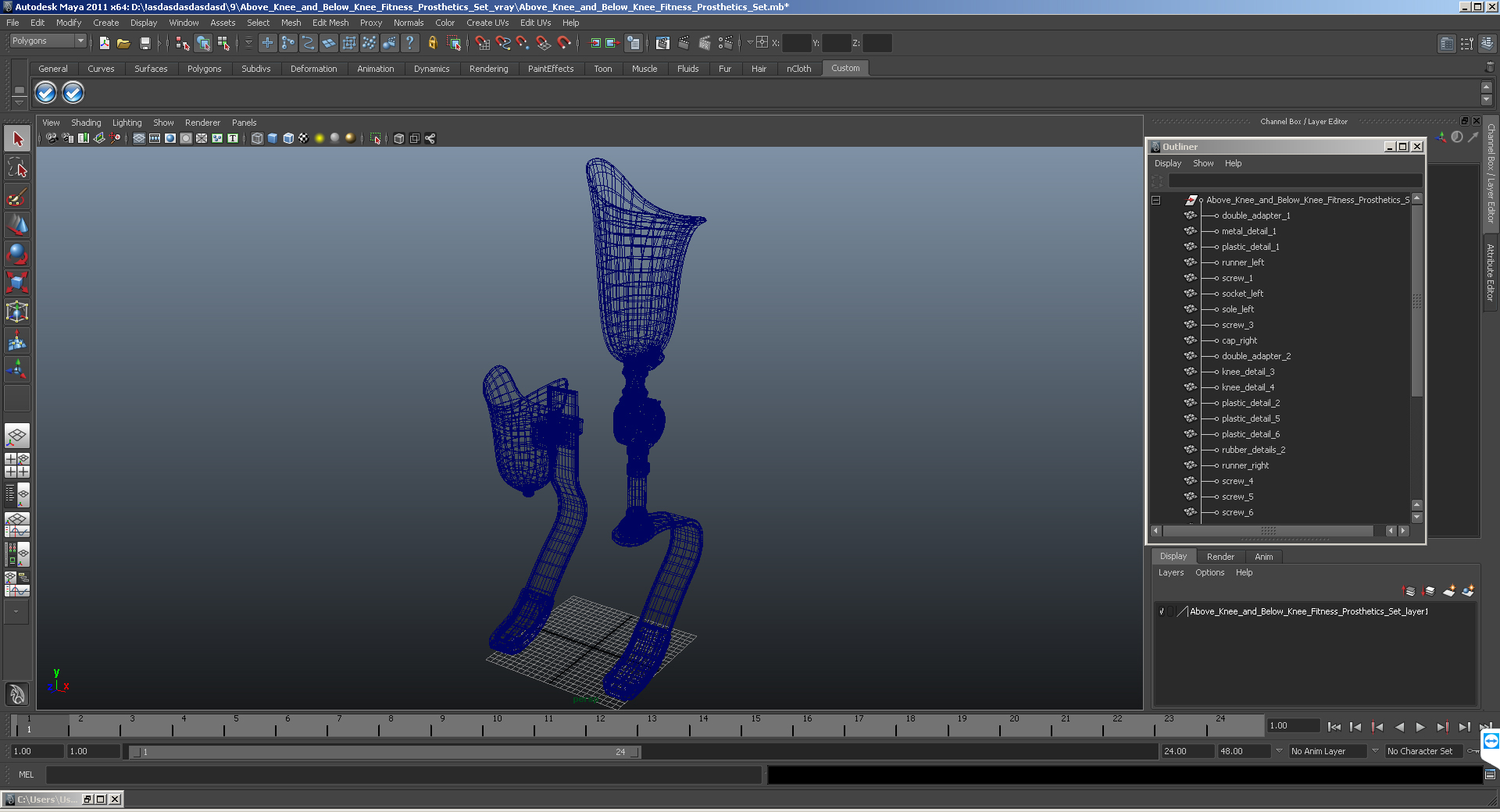 Above Knee and Below Knee Fitness Prosthetics Set 3D model