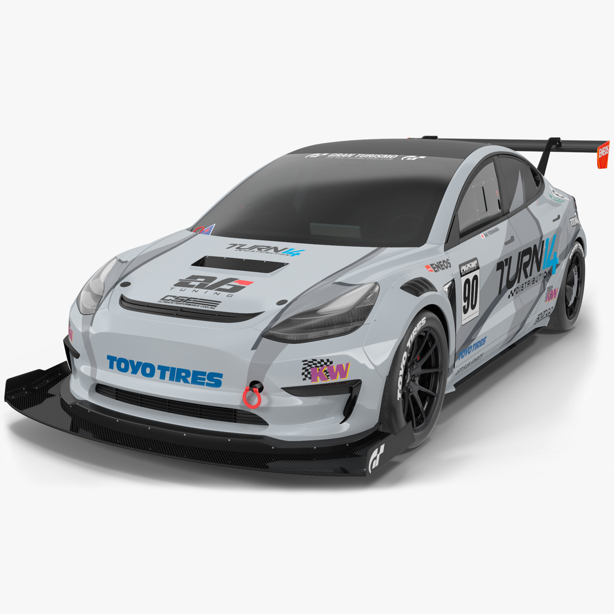 3D Tesla Model 3 Race Car Rigged for Cinema 4D model