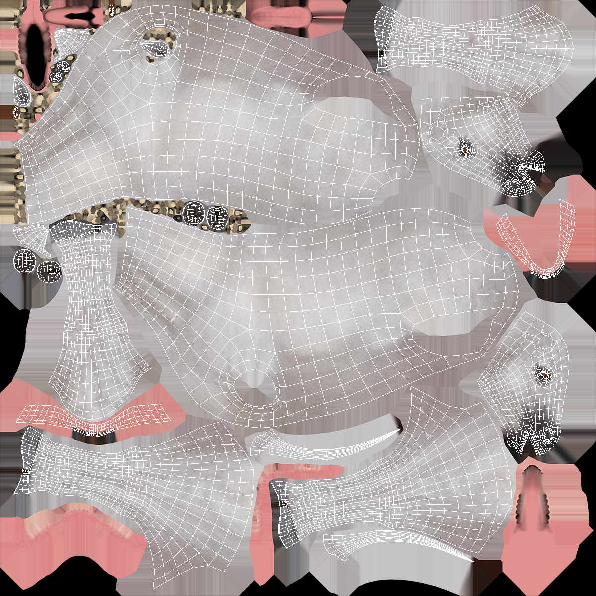 3D Pair Of White Horses with Wagon