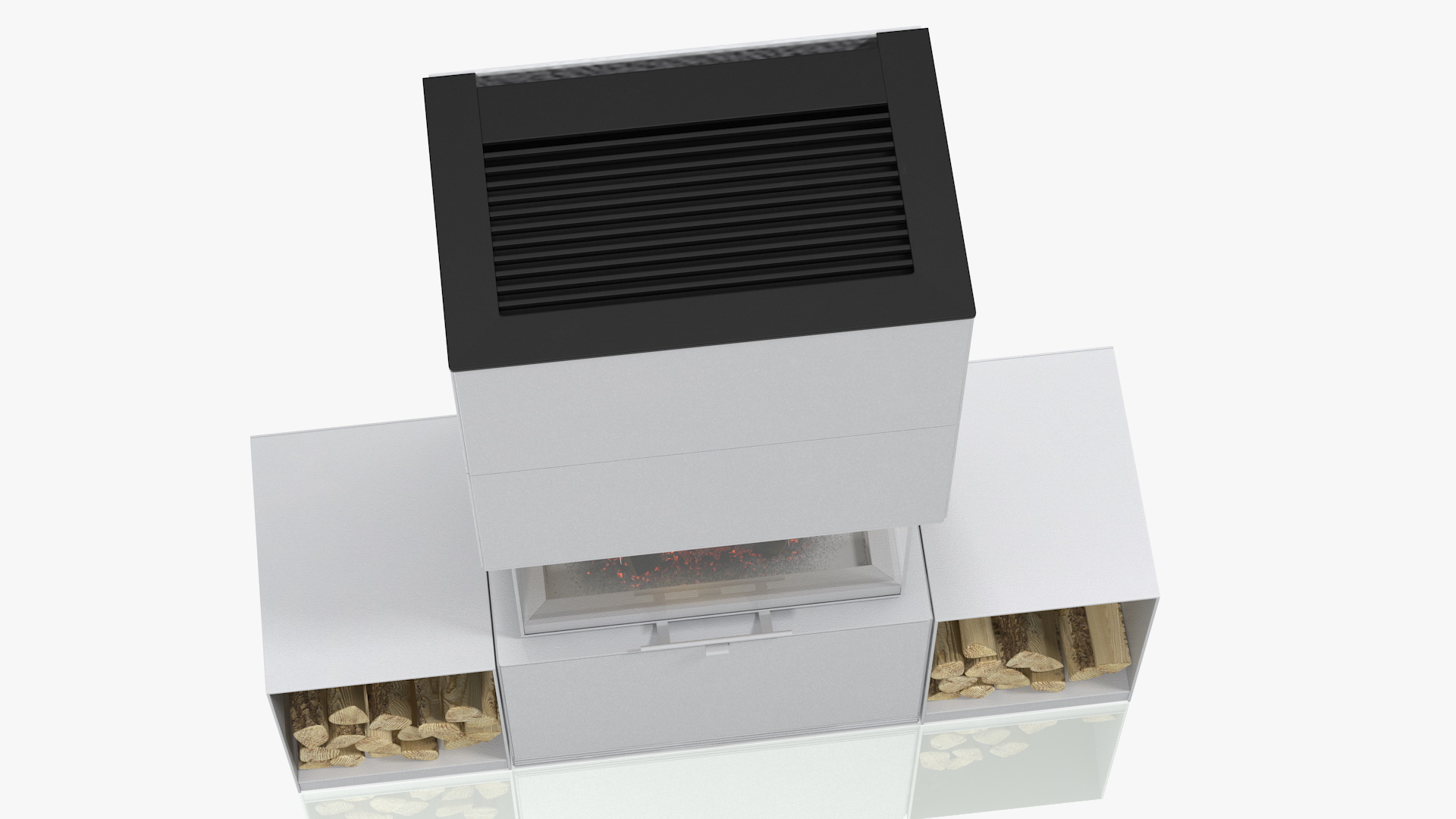 Wood Burning Fireplace with Log Storage 3D model