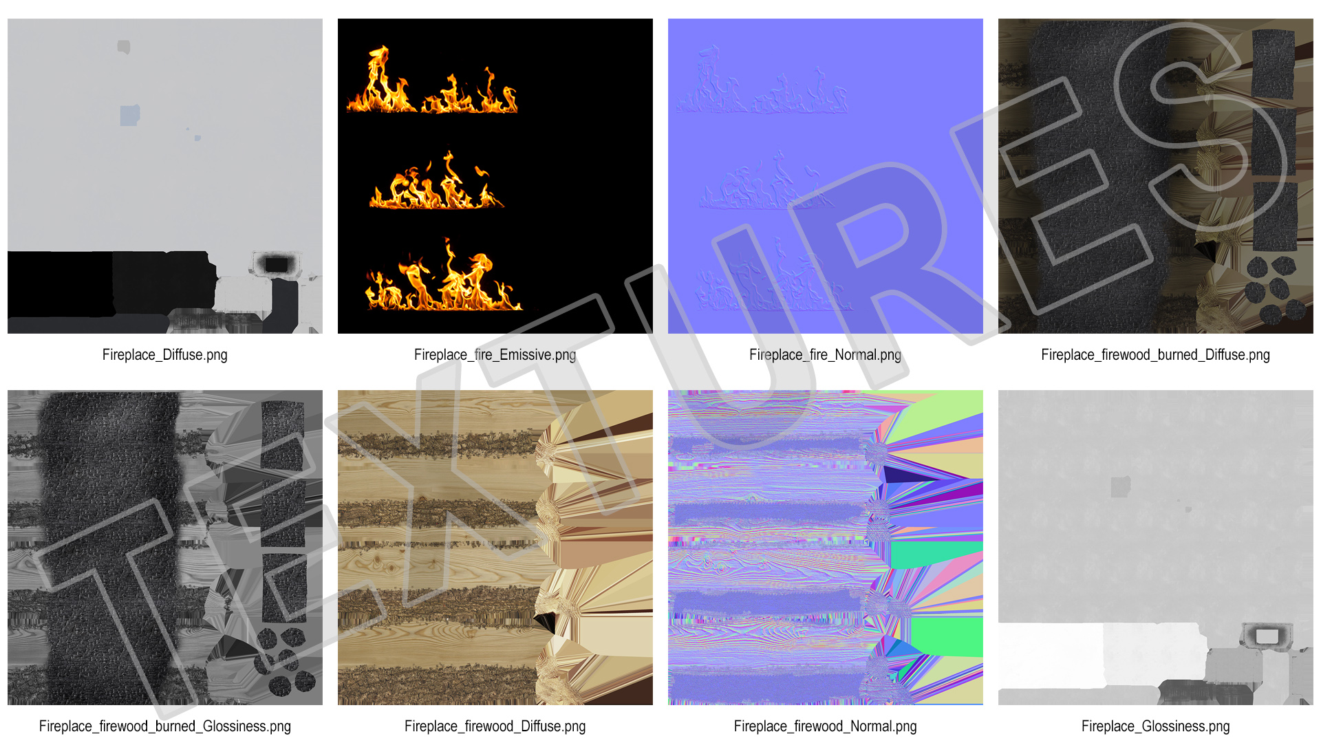 Wood Burning Fireplace with Log Storage 3D model