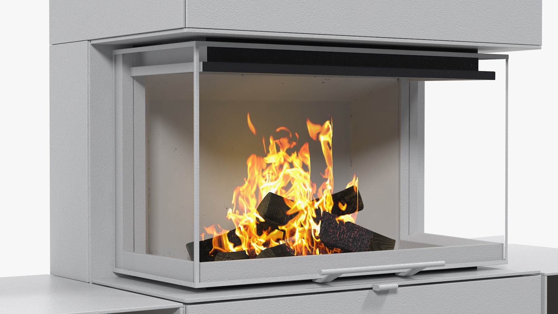 Wood Burning Fireplace with Log Storage 3D model
