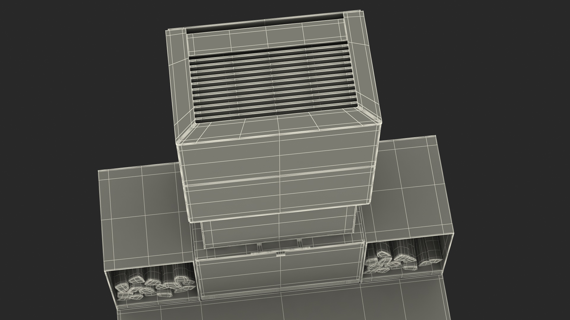 Wood Burning Fireplace with Log Storage 3D model