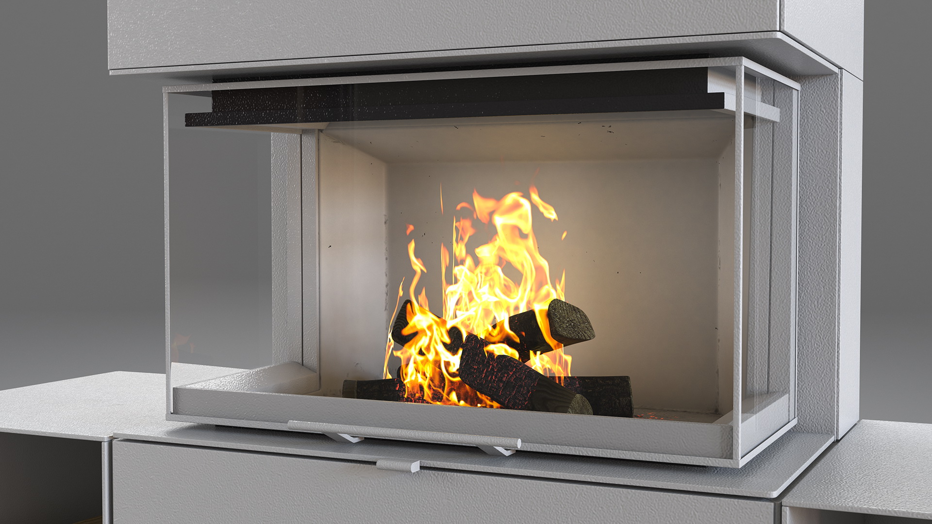 Wood Burning Fireplace with Log Storage 3D model