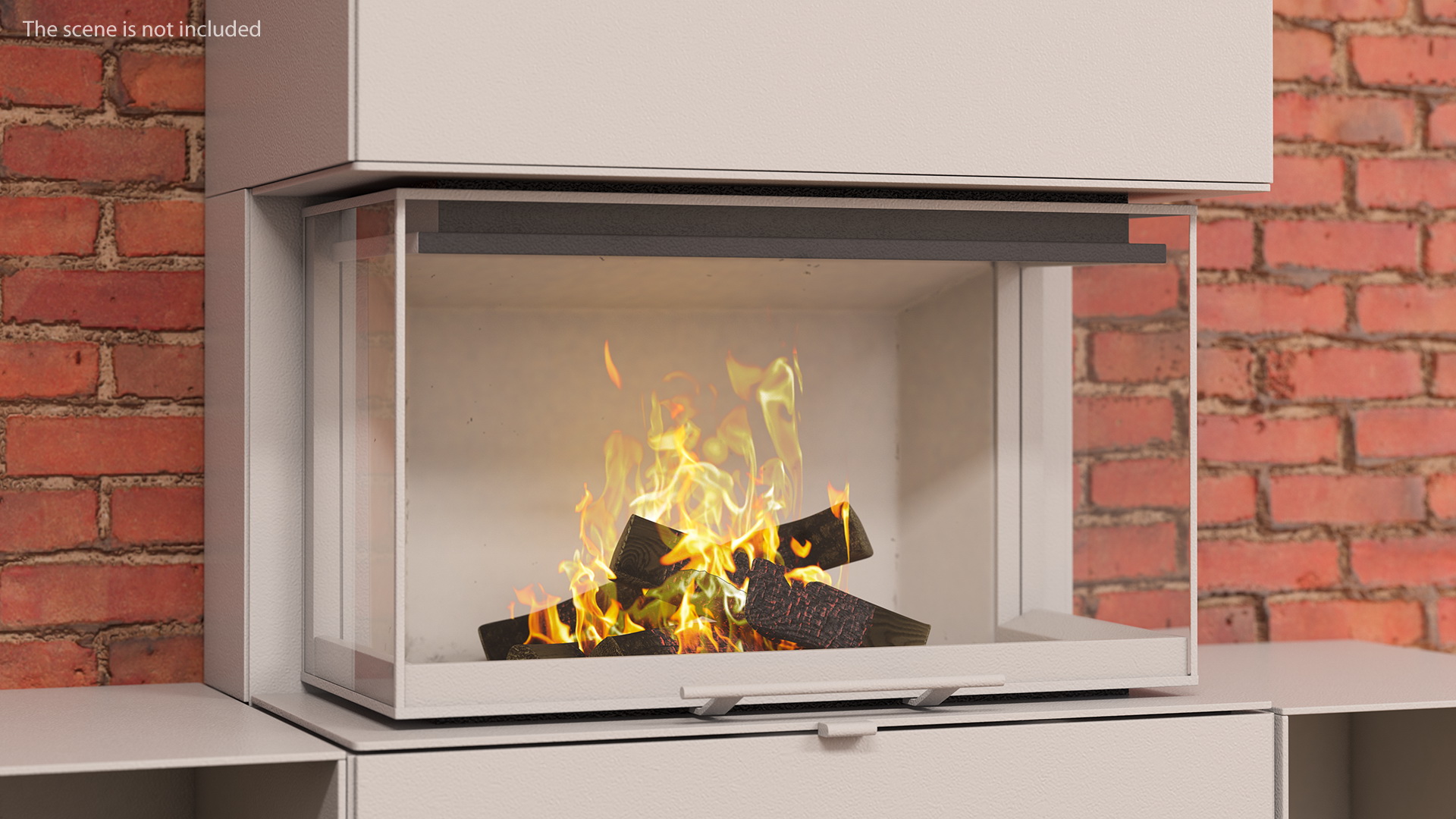 Wood Burning Fireplace with Log Storage 3D model