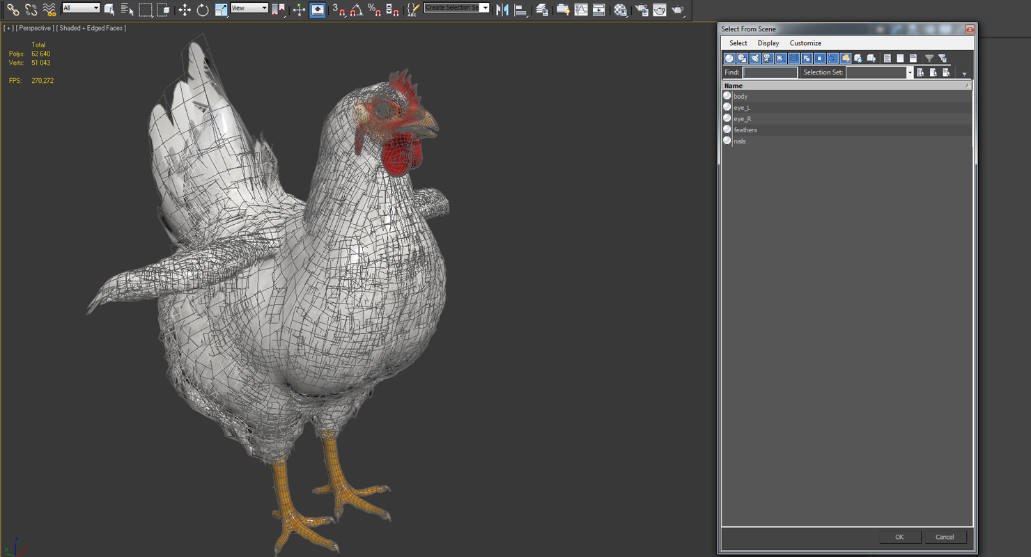 3D White Chicken model