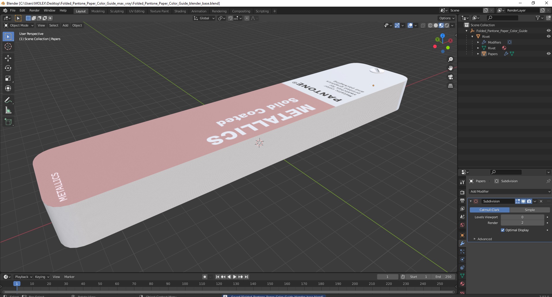 Folded Pantone Paper Color Guide 3D