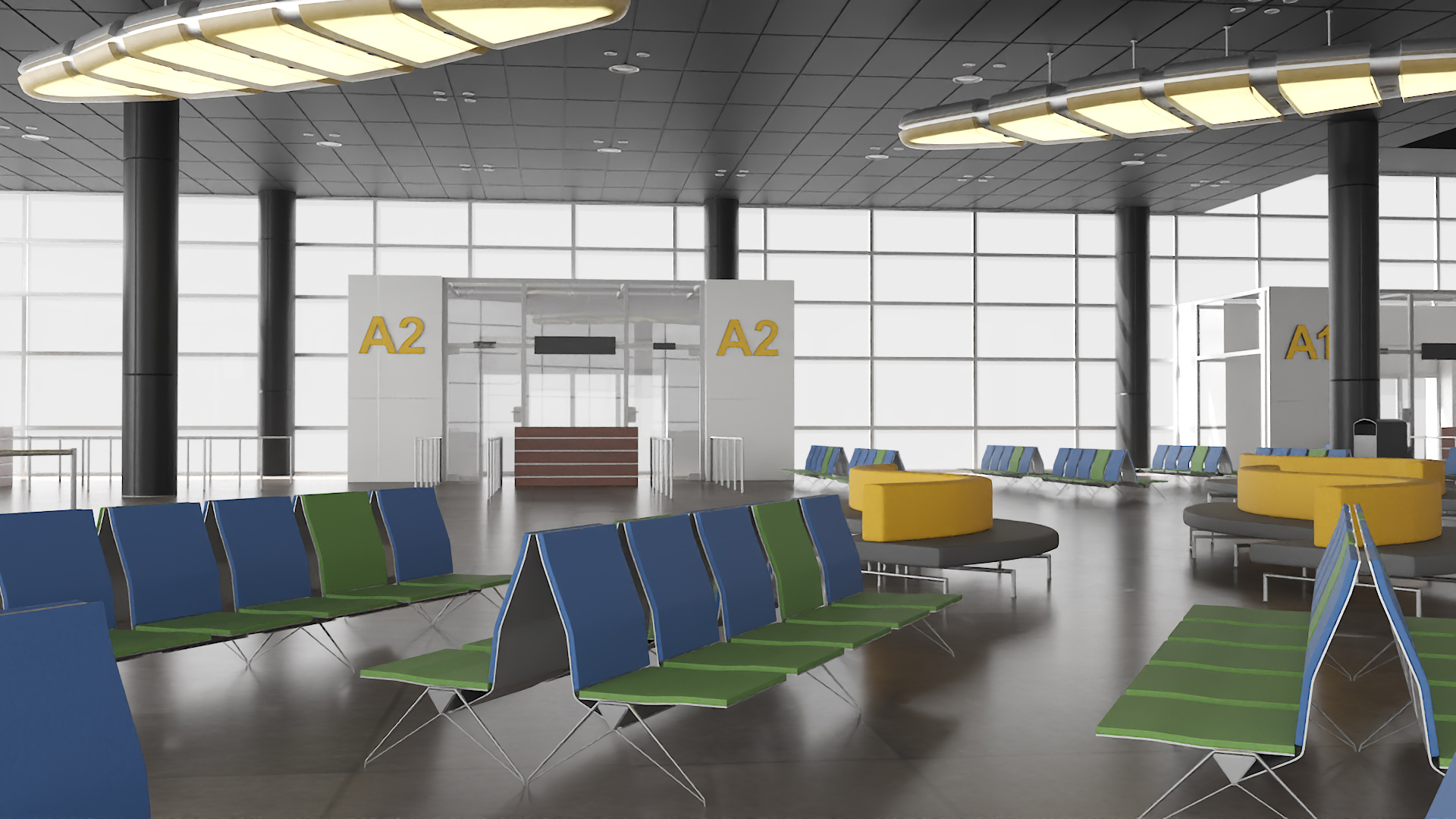 Airport Terminal Waiting Area 3D model