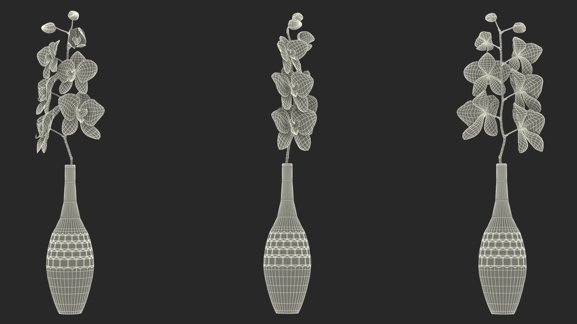 3D Glass Vase with Small Orchid Stem model