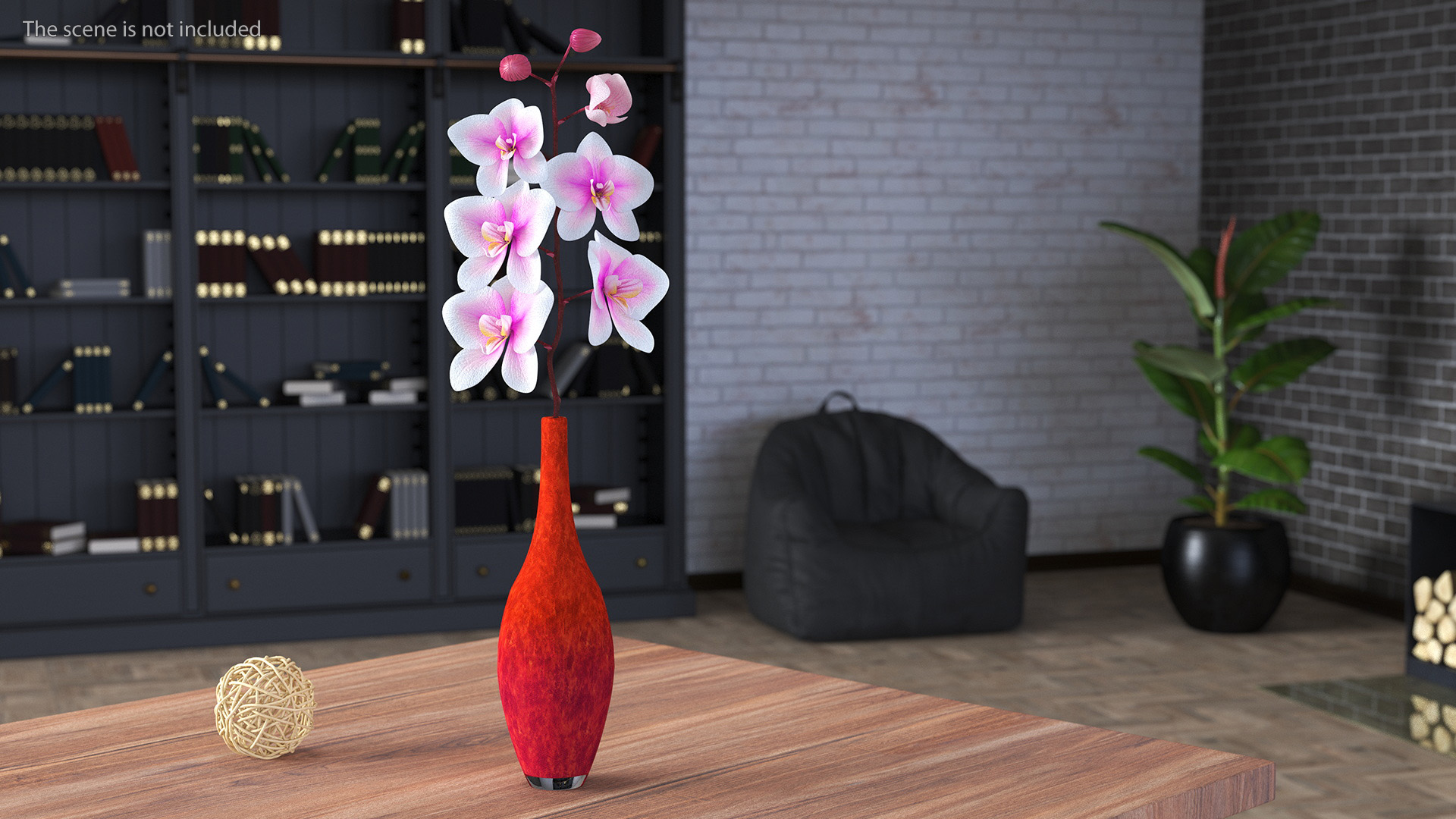 3D Glass Vase with Small Orchid Stem model