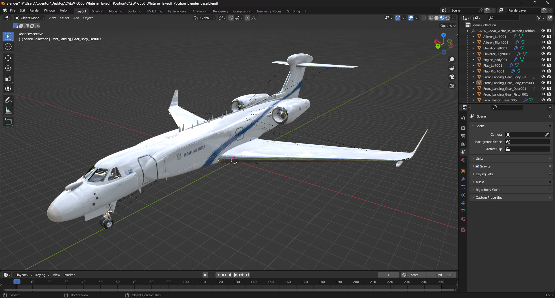 3D model CAEW G550 White in Takeoff Position