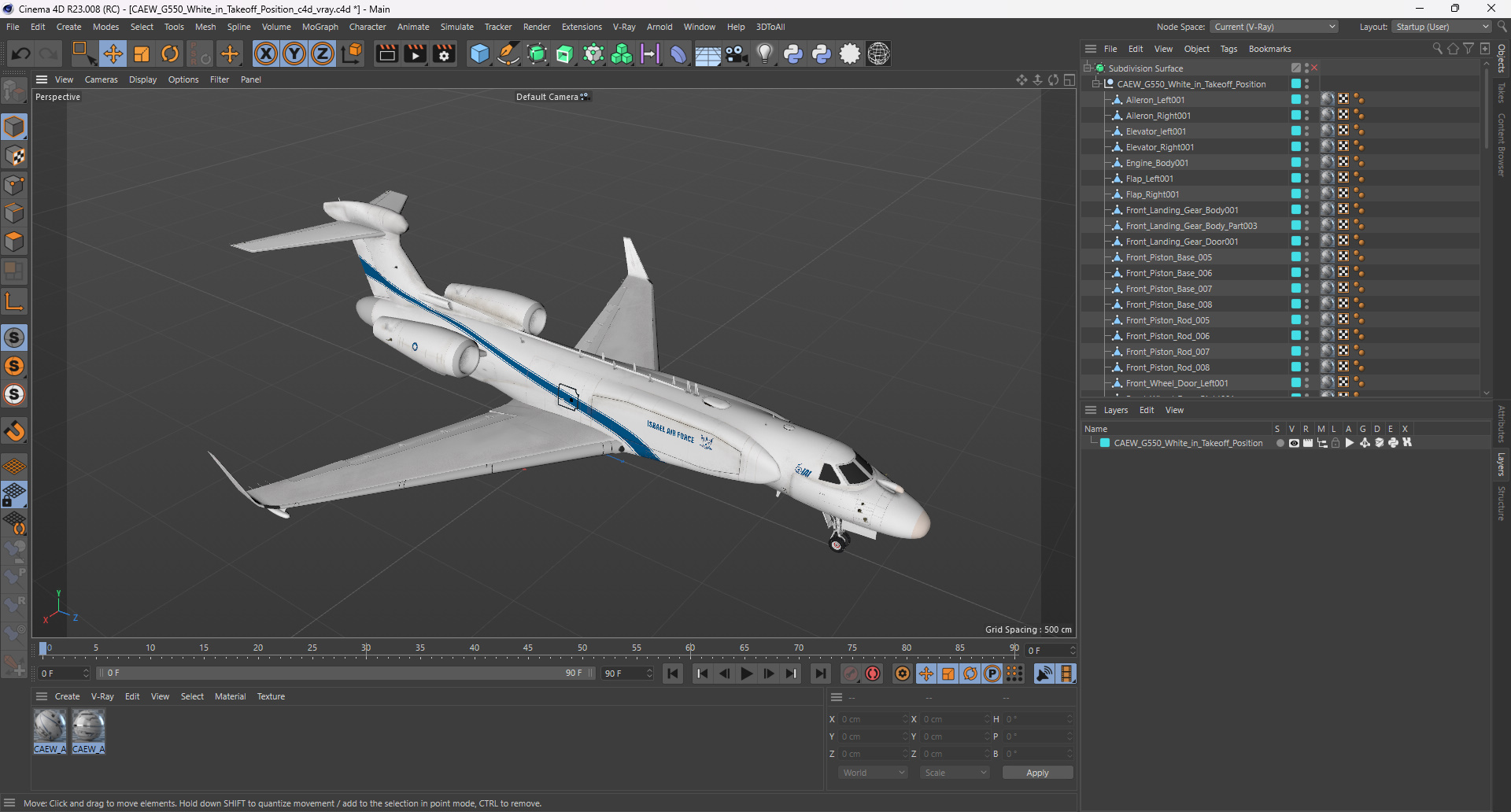 3D model CAEW G550 White in Takeoff Position