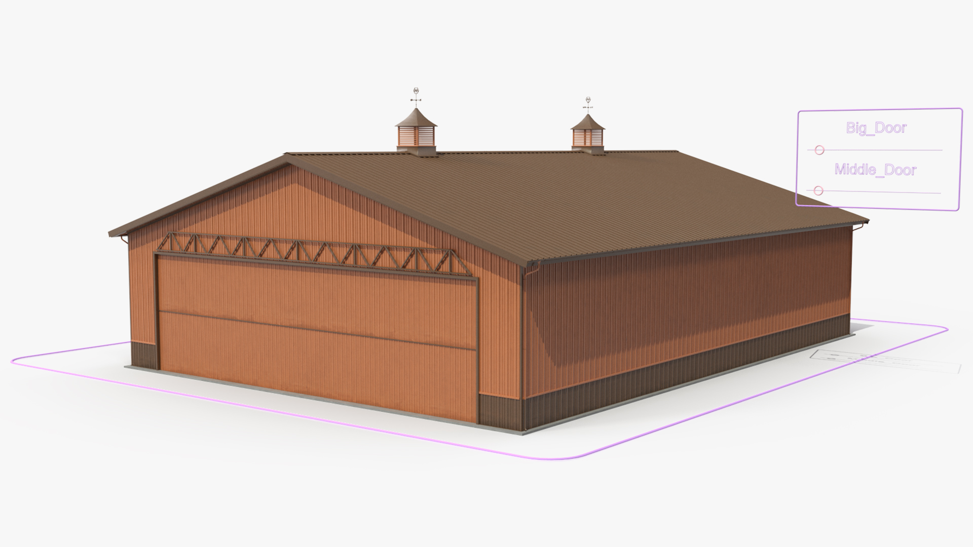 3D model Compact Airplane Hangar Rigged