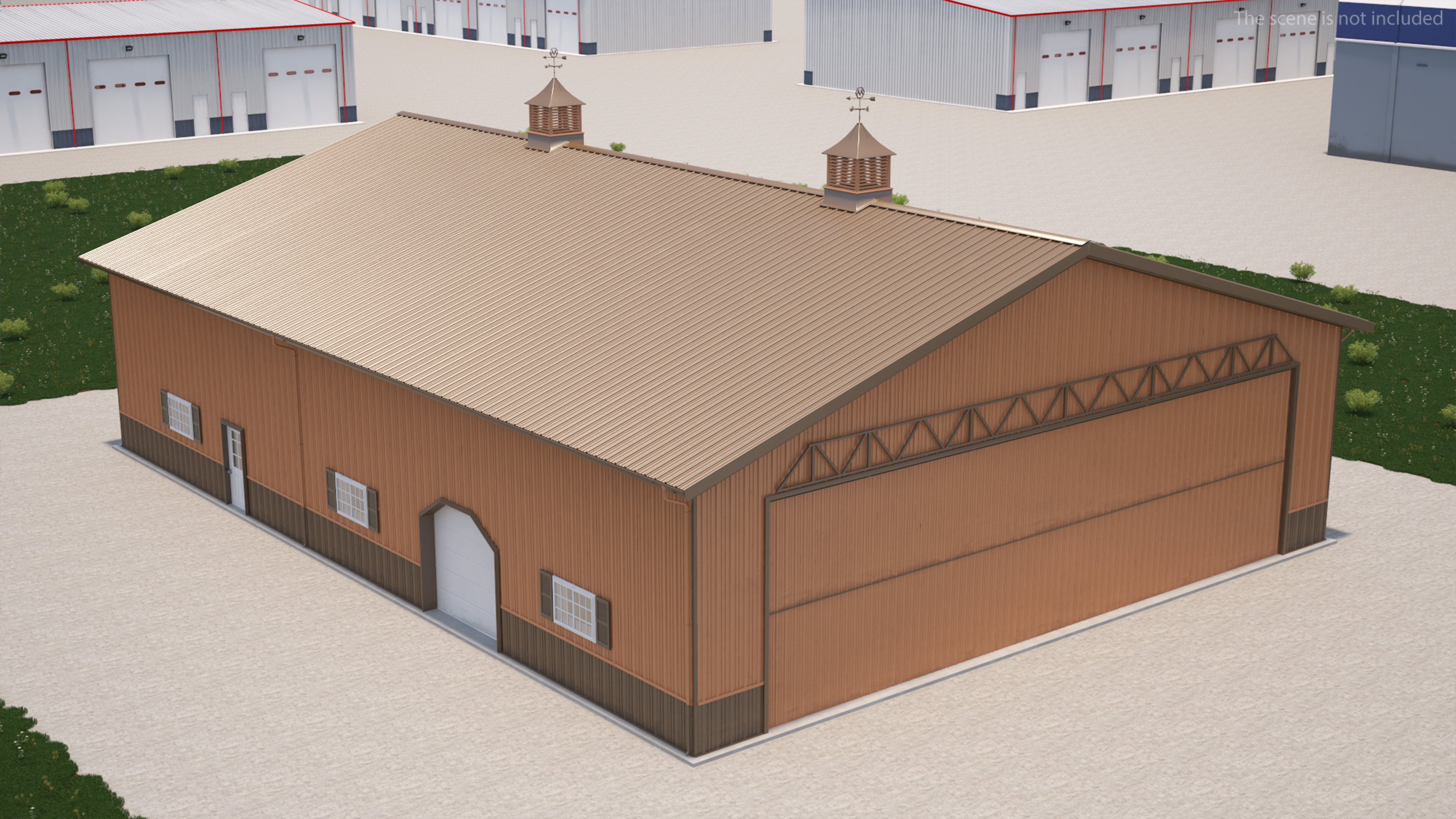 3D model Compact Airplane Hangar Rigged
