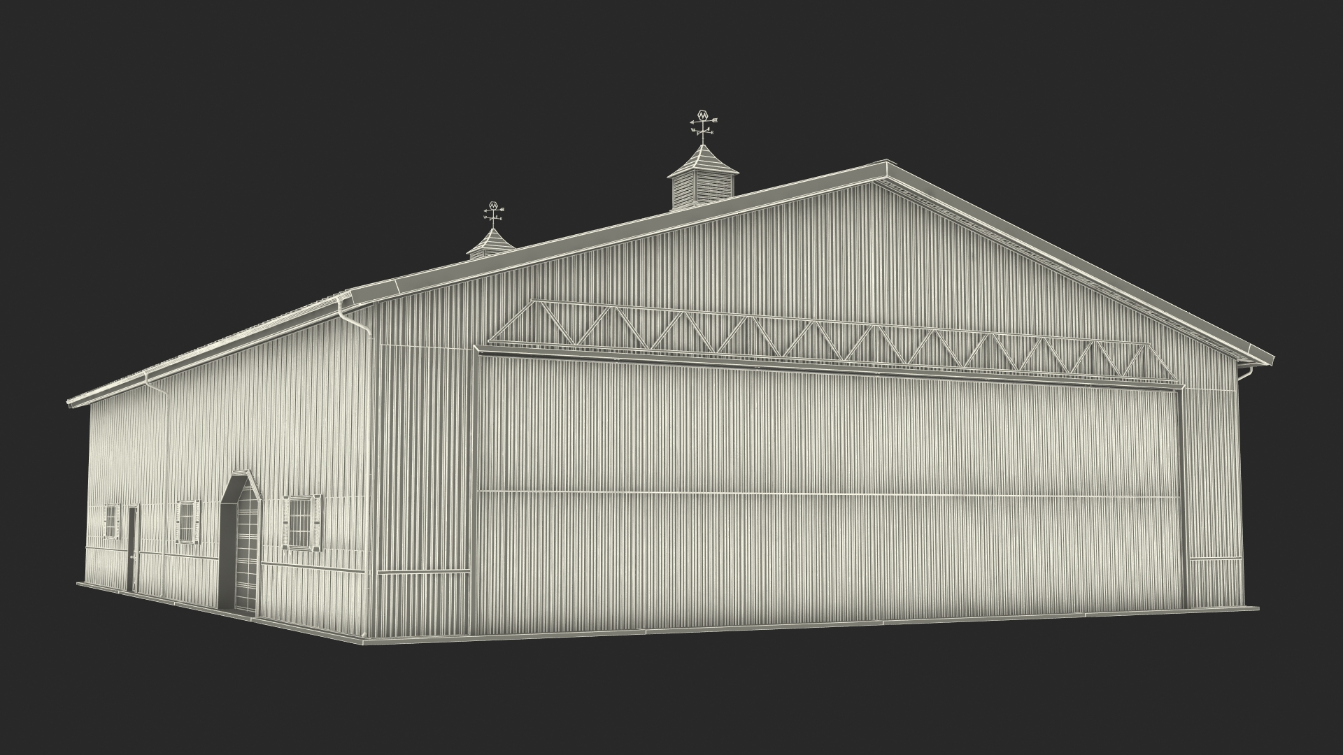 3D model Compact Airplane Hangar Rigged
