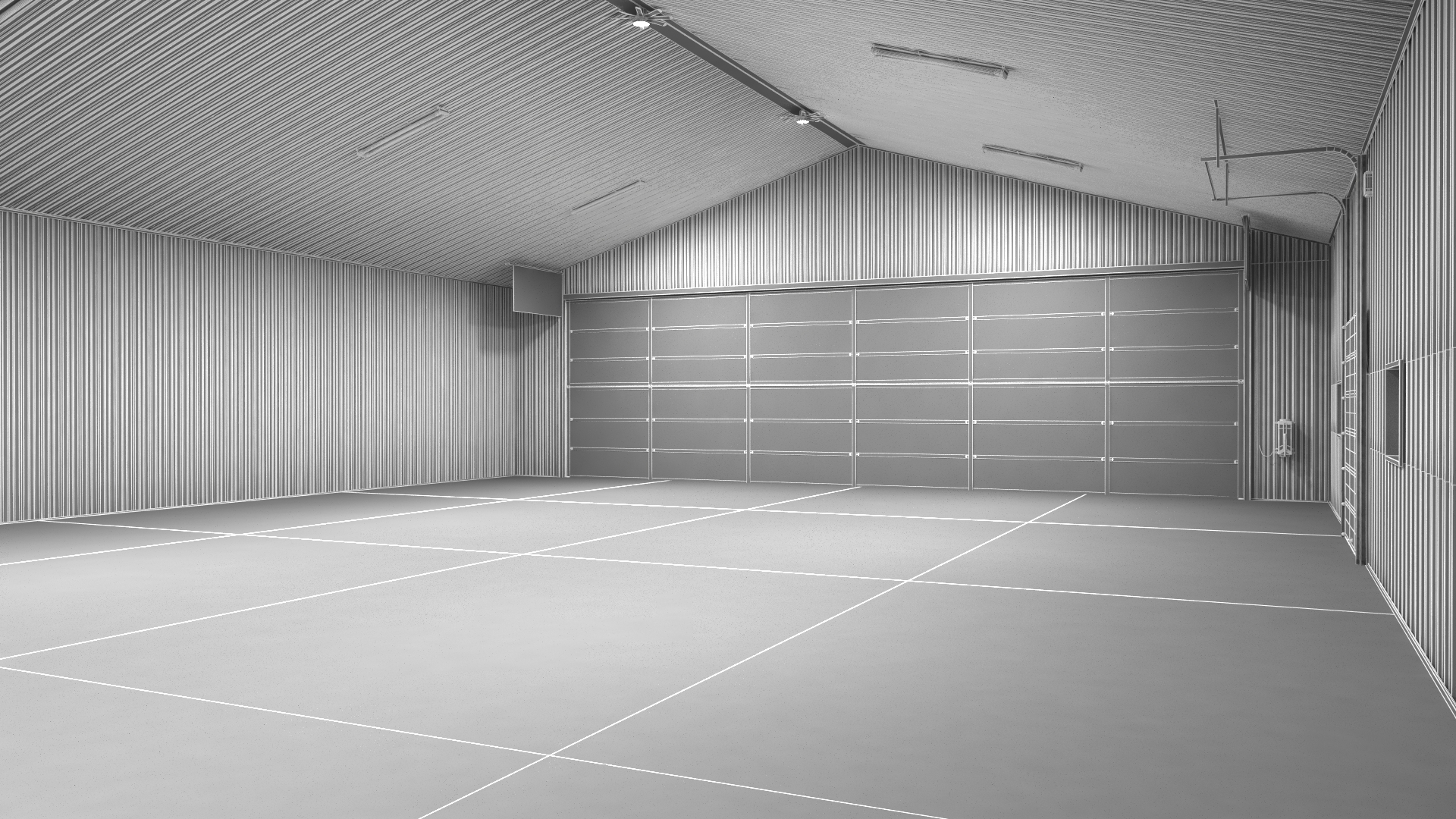 3D model Compact Airplane Hangar Rigged