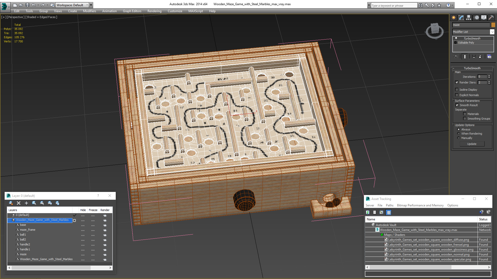 3D model Wooden Maze Game with Steel Marbles