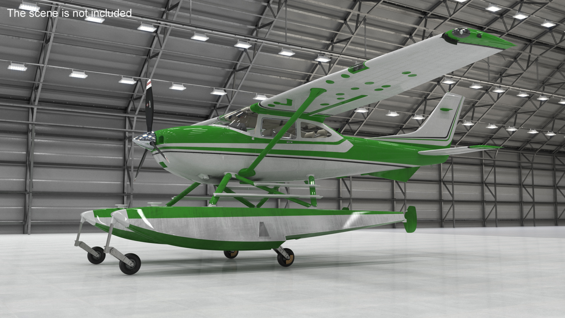 3D Aqua Seaplane Floats Green