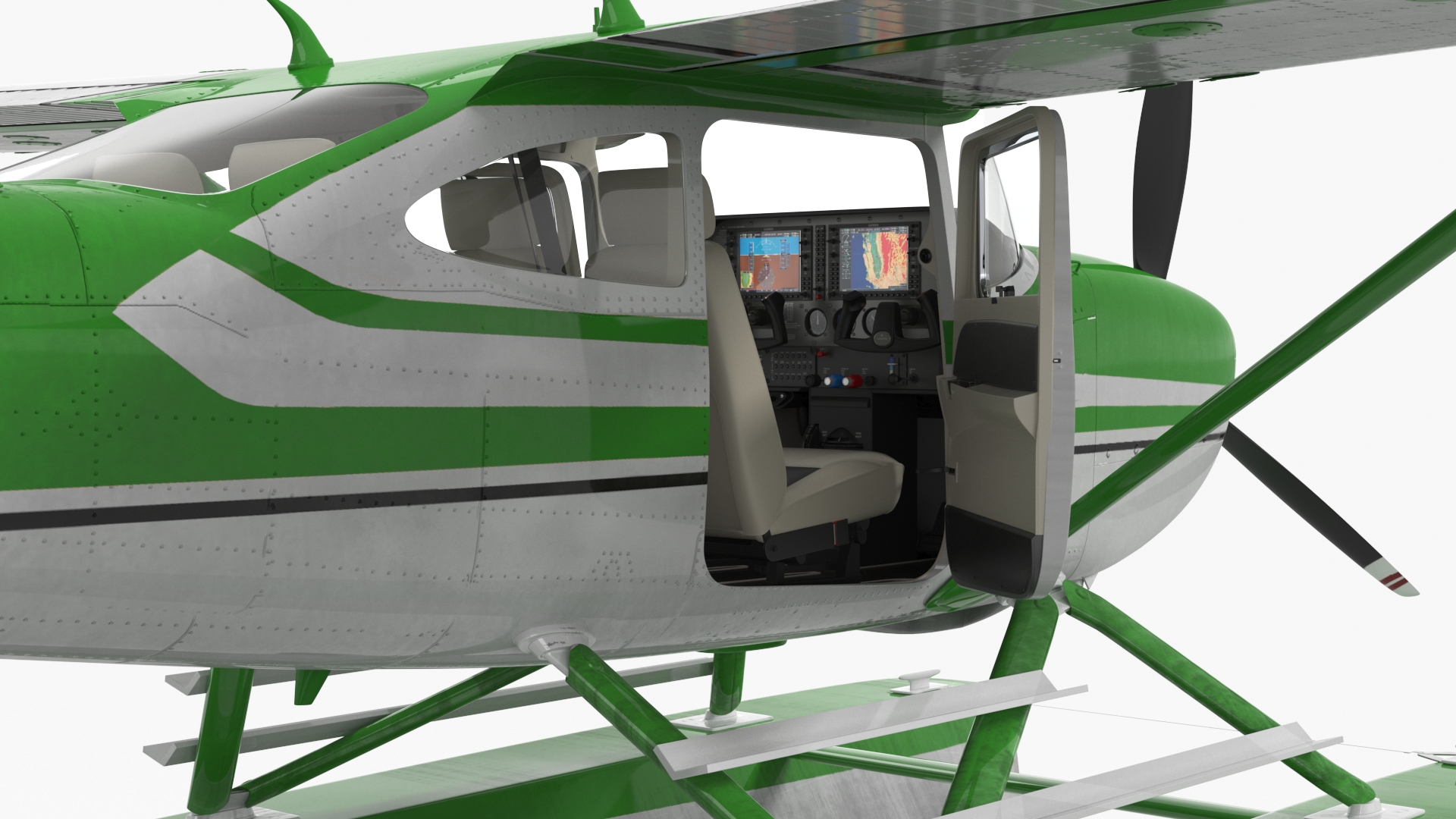 3D Aqua Seaplane Floats Green