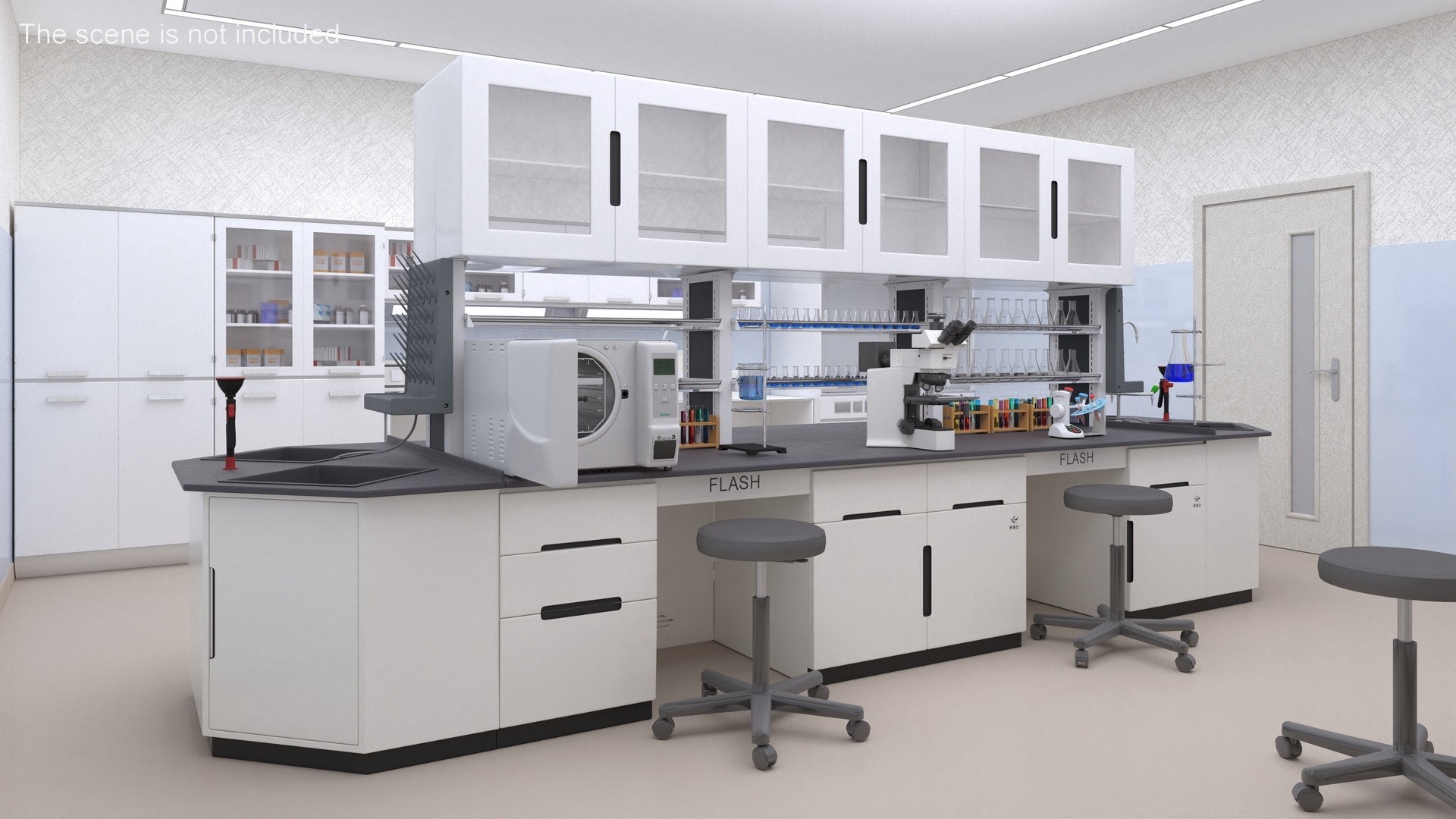 3D Laboratory Table with Equipment