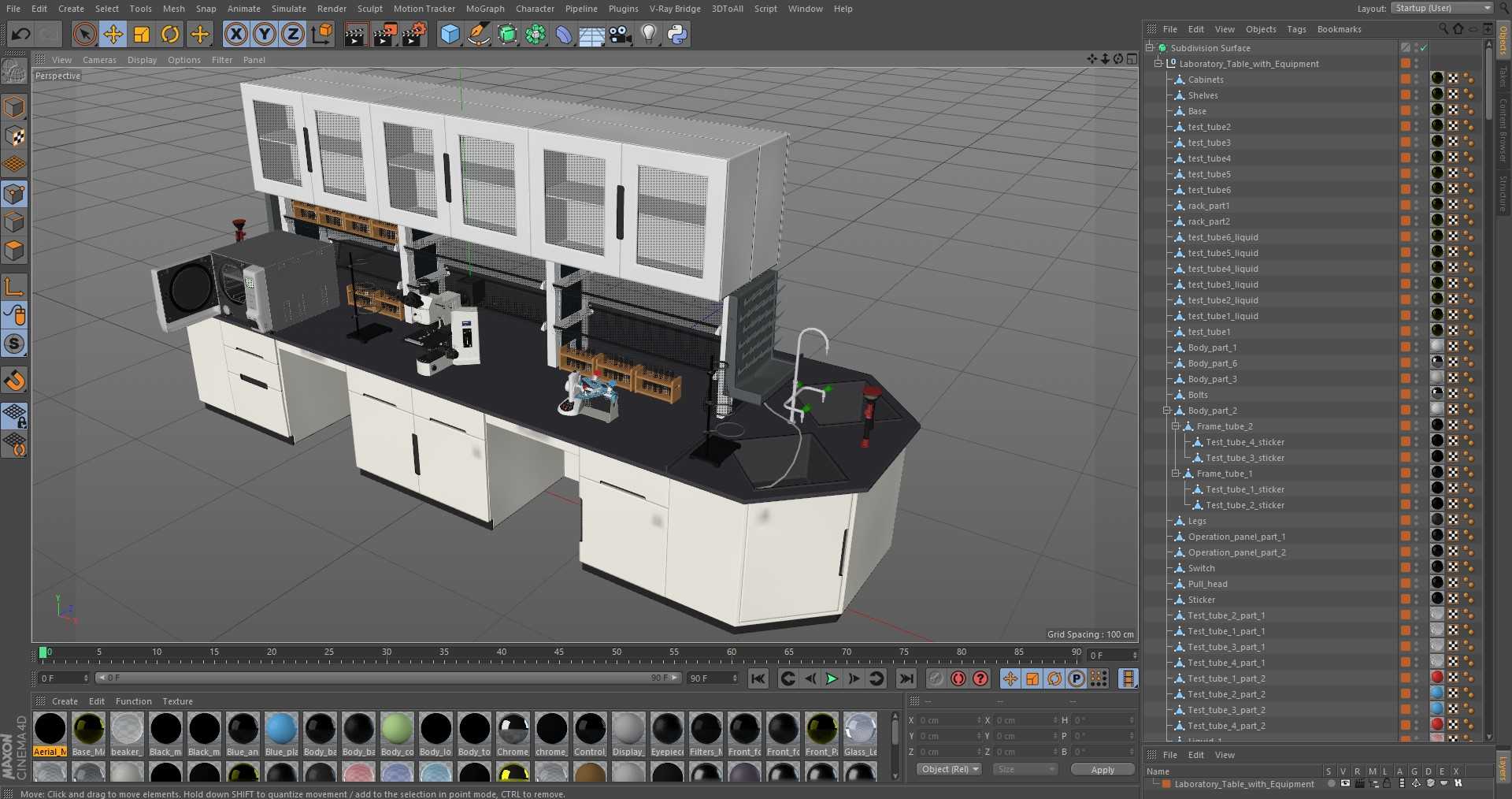 3D Laboratory Table with Equipment