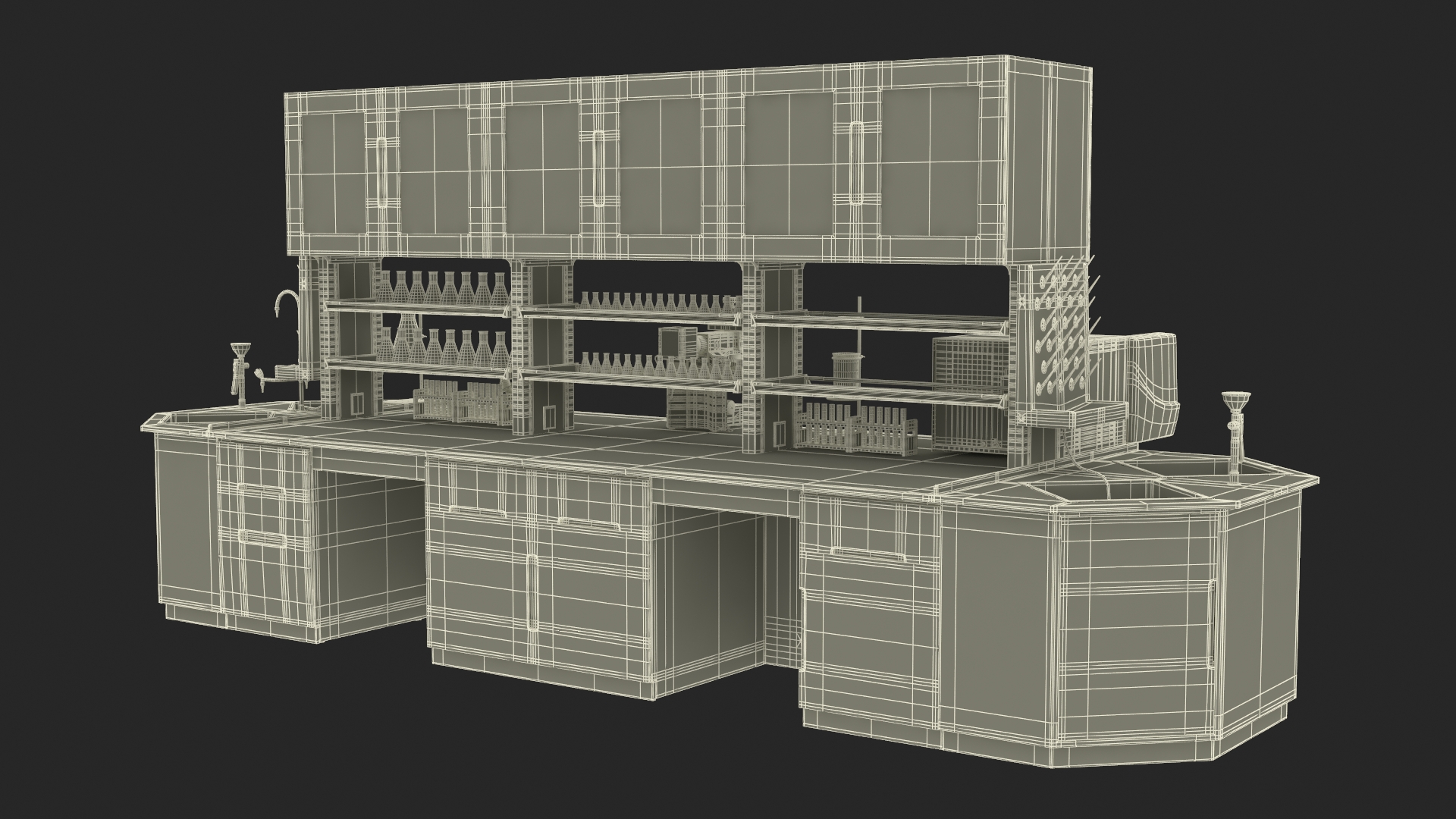 3D Laboratory Table with Equipment