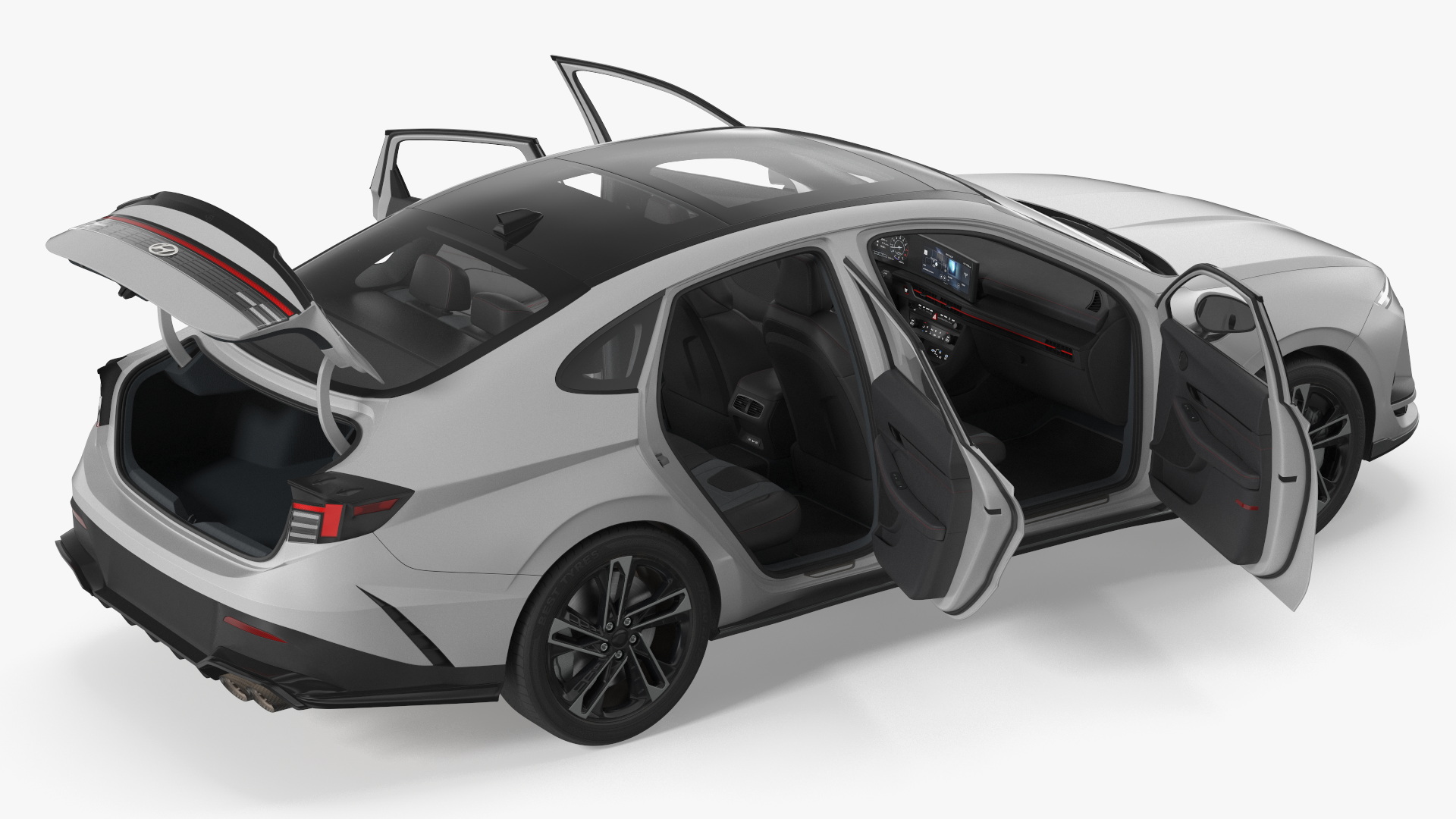 Executive Passenger Sedan White Rigged, view 8