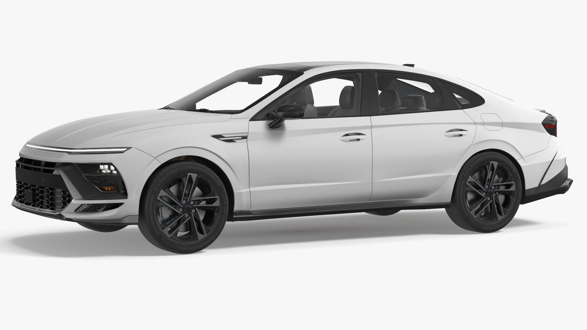 Executive Passenger Sedan White Rigged, view 5