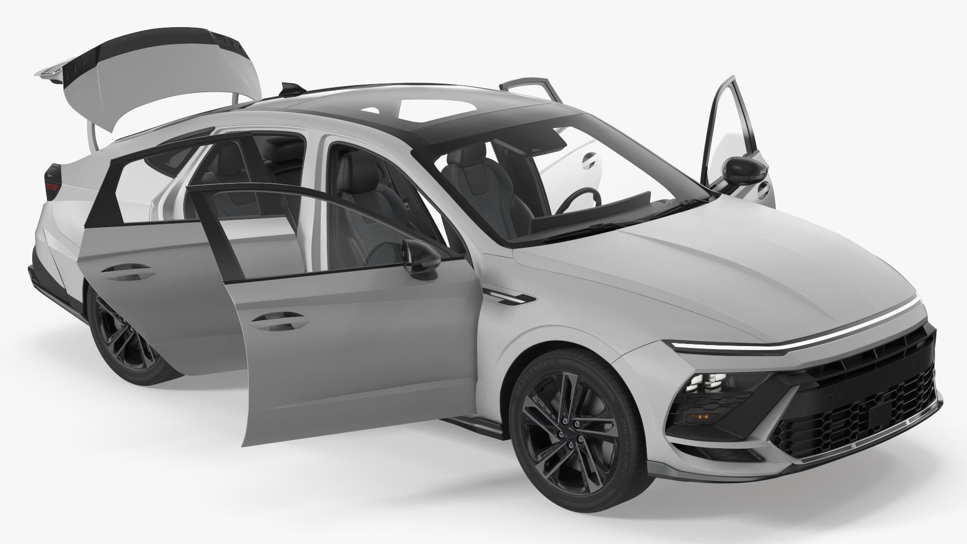 Executive Passenger Sedan White Rigged, view 9