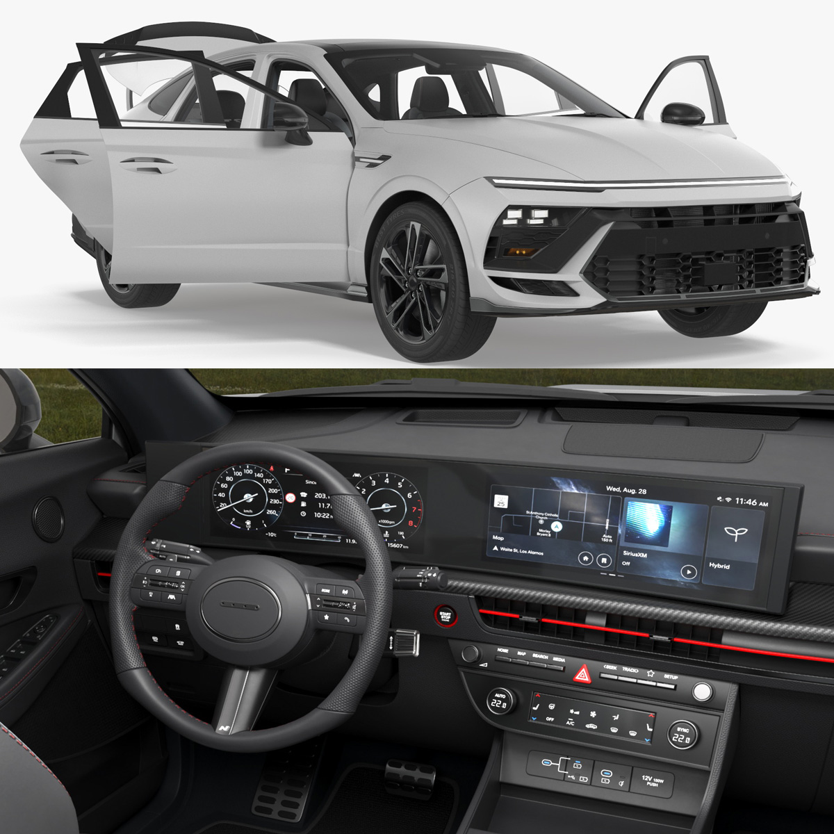 Executive Passenger Sedan White Rigged 3D model preview