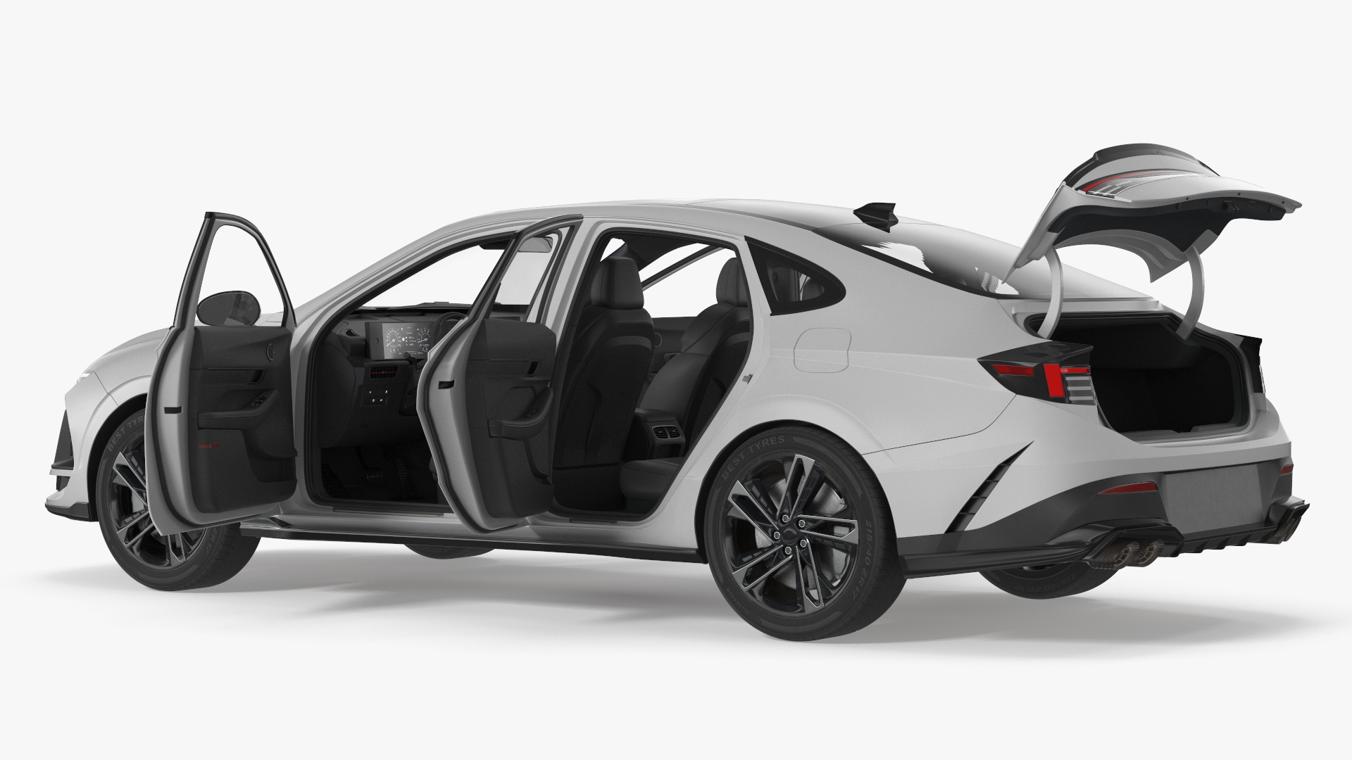 Executive Passenger Sedan White Rigged, view 7