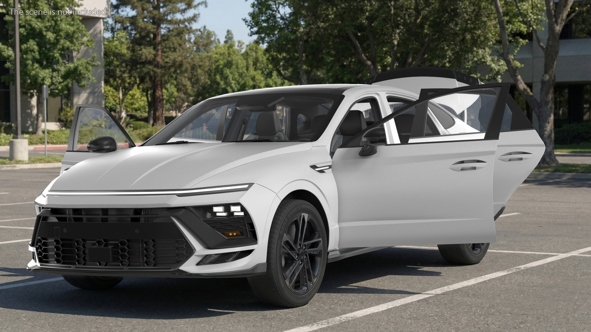 Executive Passenger Sedan White Rigged, view 2