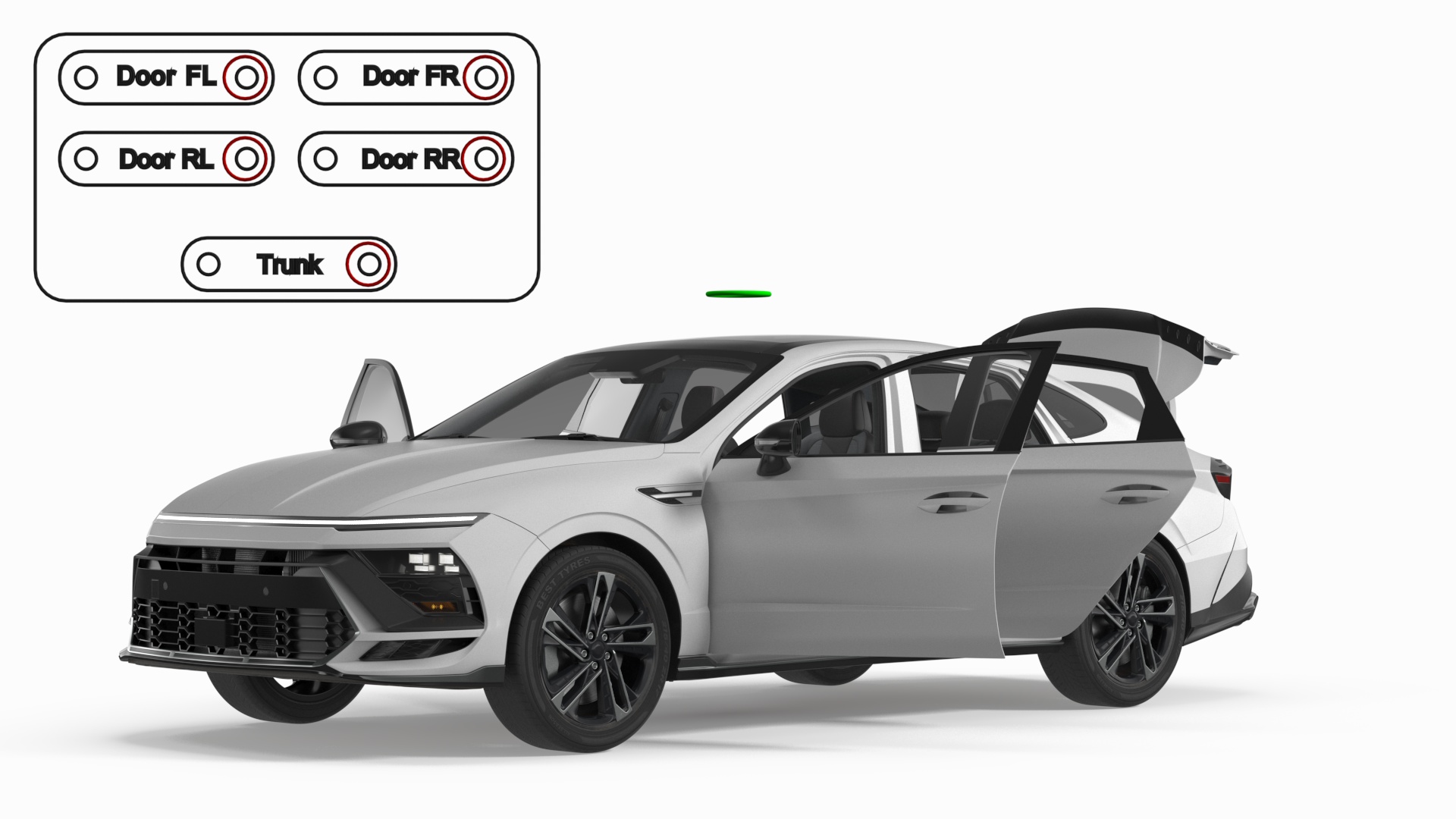 Executive Passenger Sedan White Rigged, view 3
