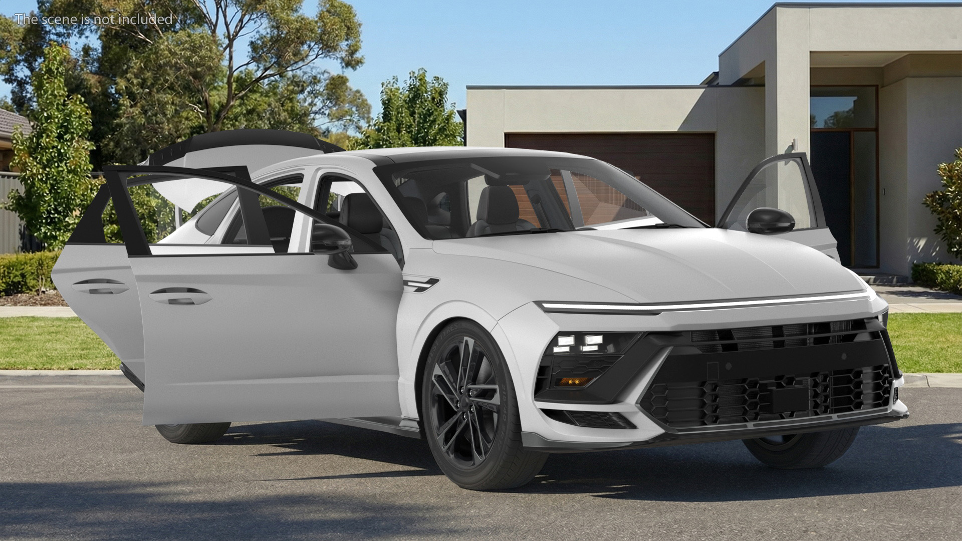 Executive Passenger Sedan White Rigged