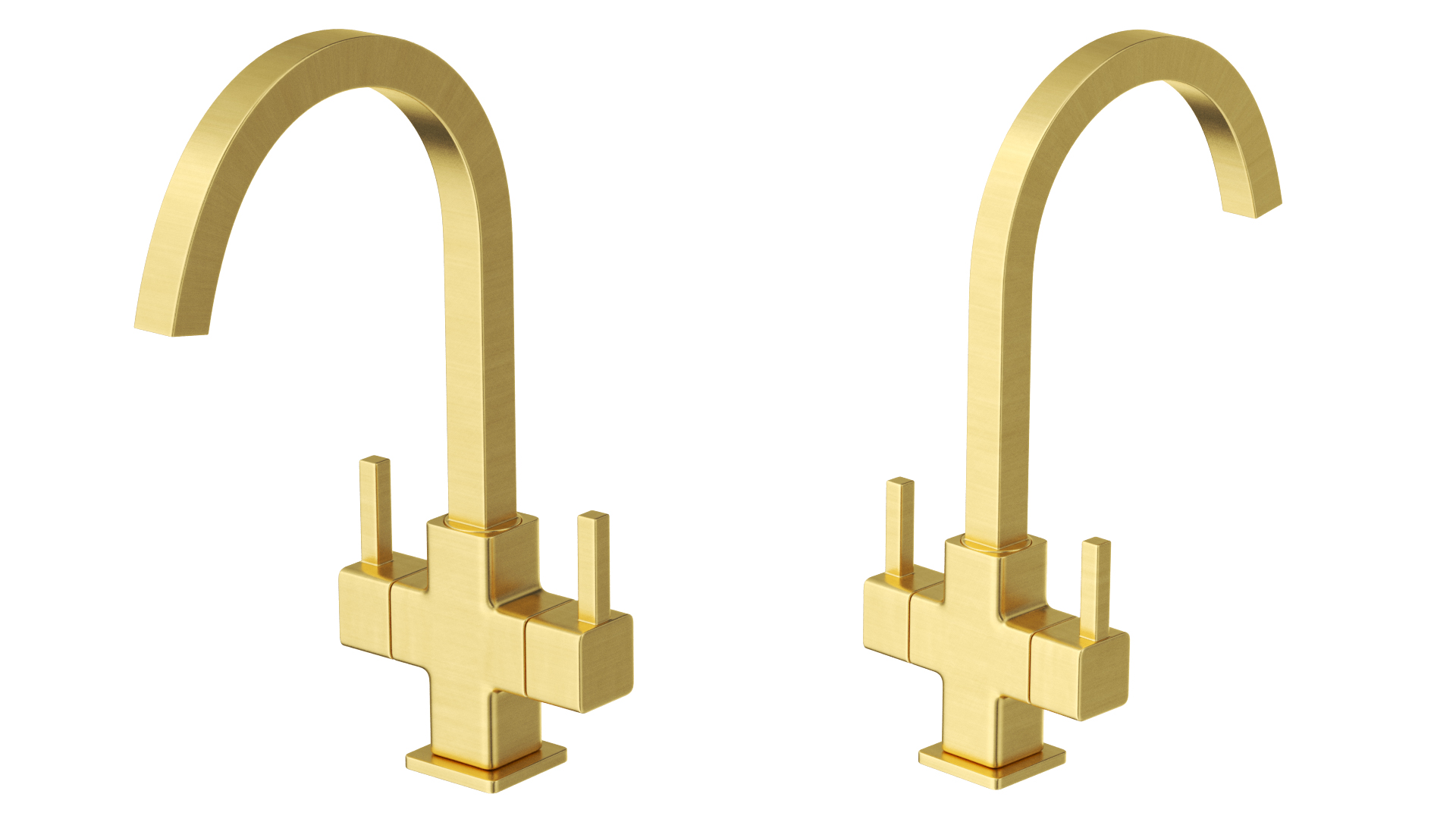 3D model Monobloc Angular Dual Lever Kitchen Tap Brass