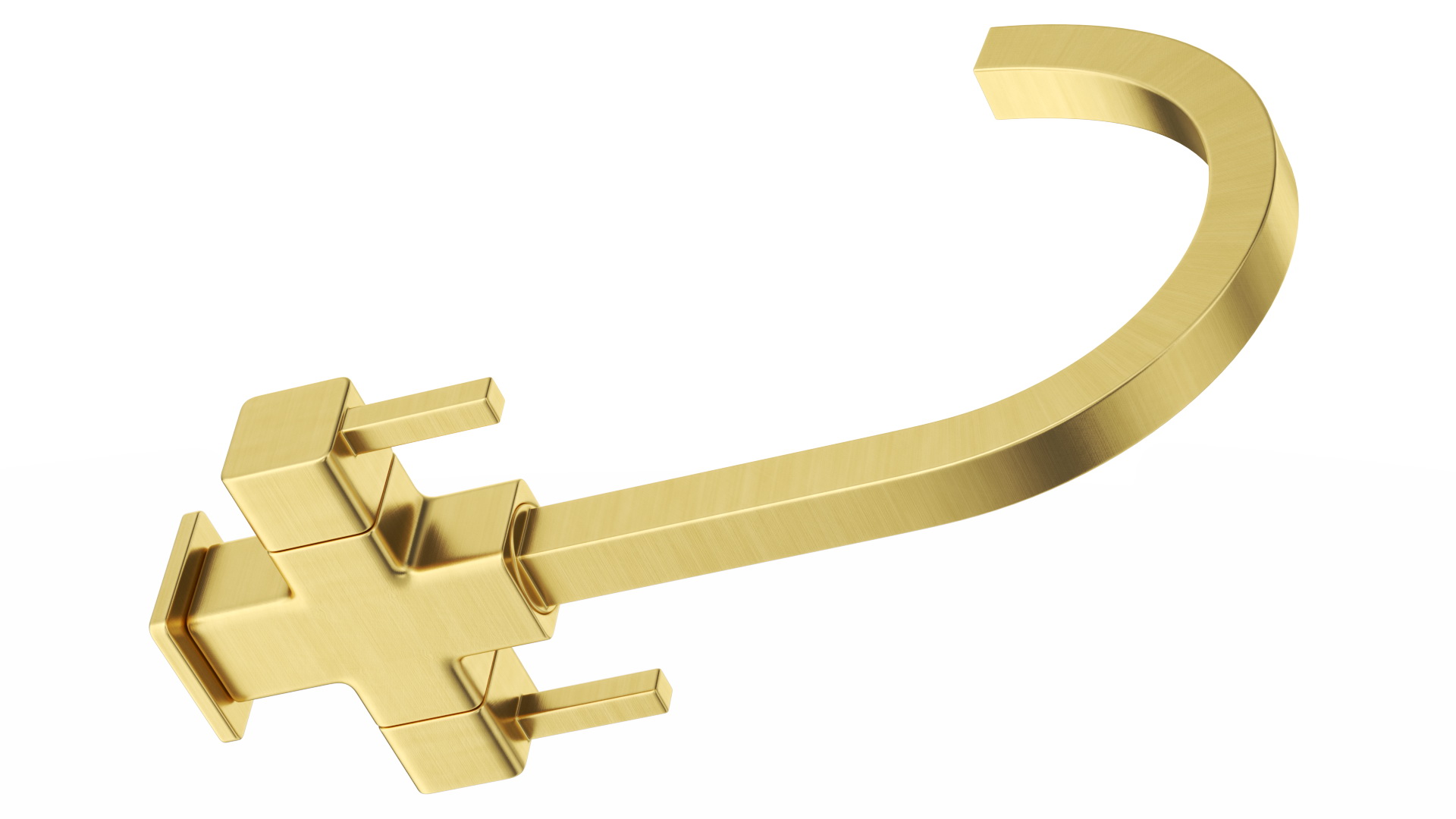 3D model Monobloc Angular Dual Lever Kitchen Tap Brass