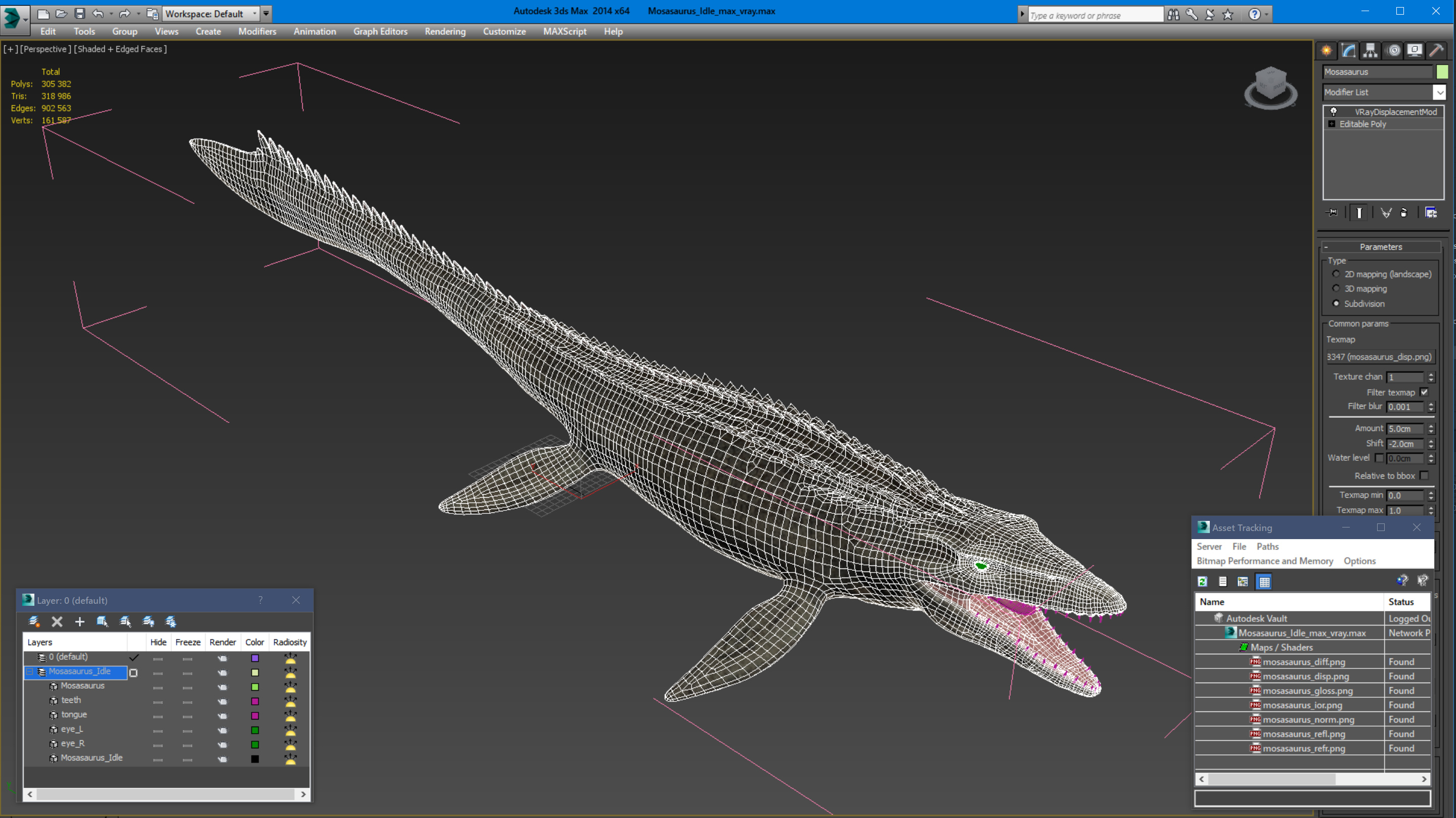 3D model Mosasaurus Idle