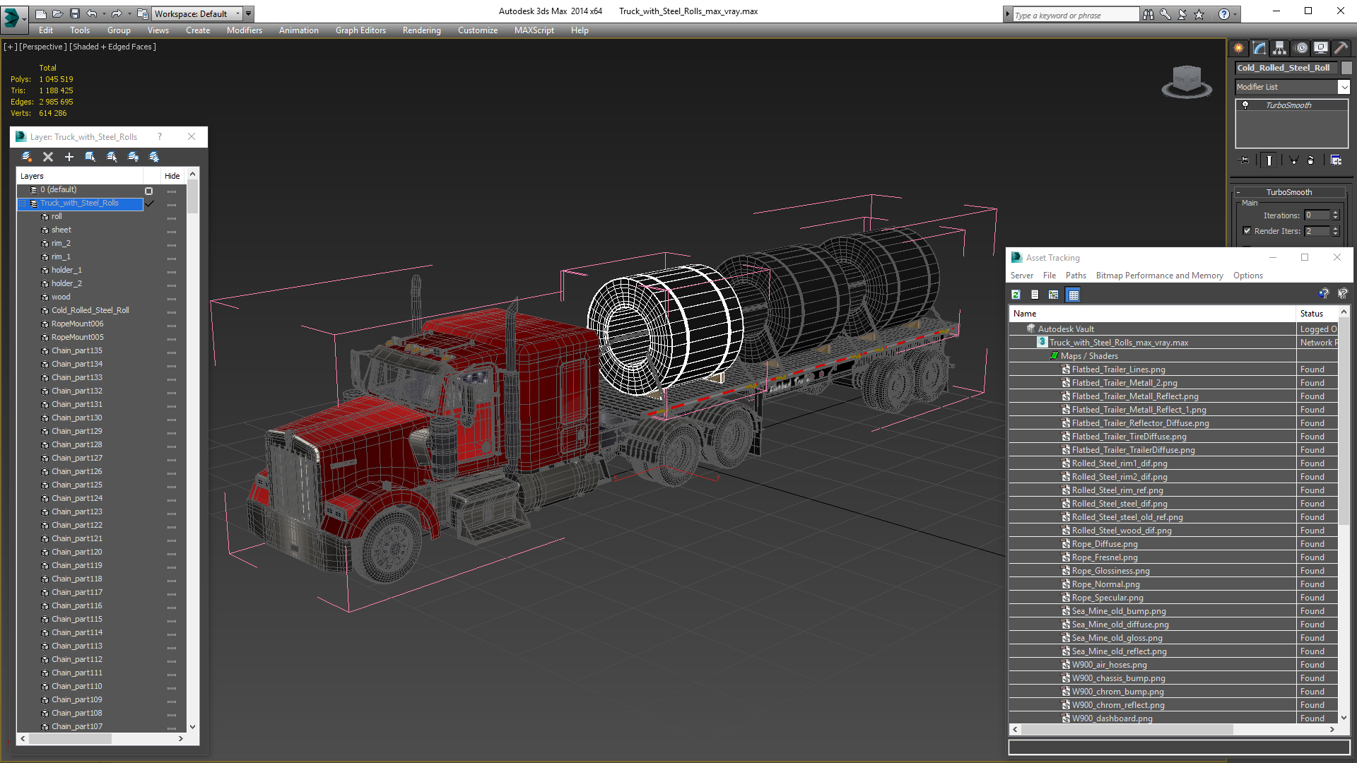 Truck with Steel Rolls 3D