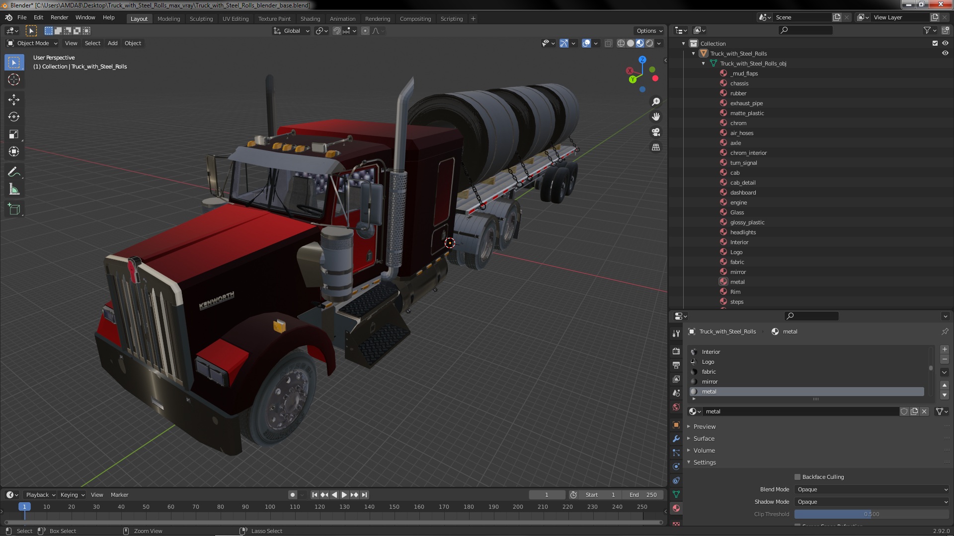 Truck with Steel Rolls 3D