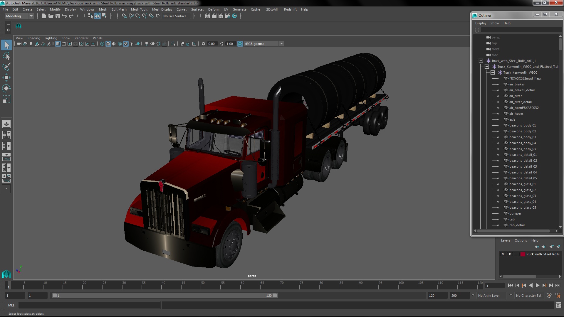Truck with Steel Rolls 3D